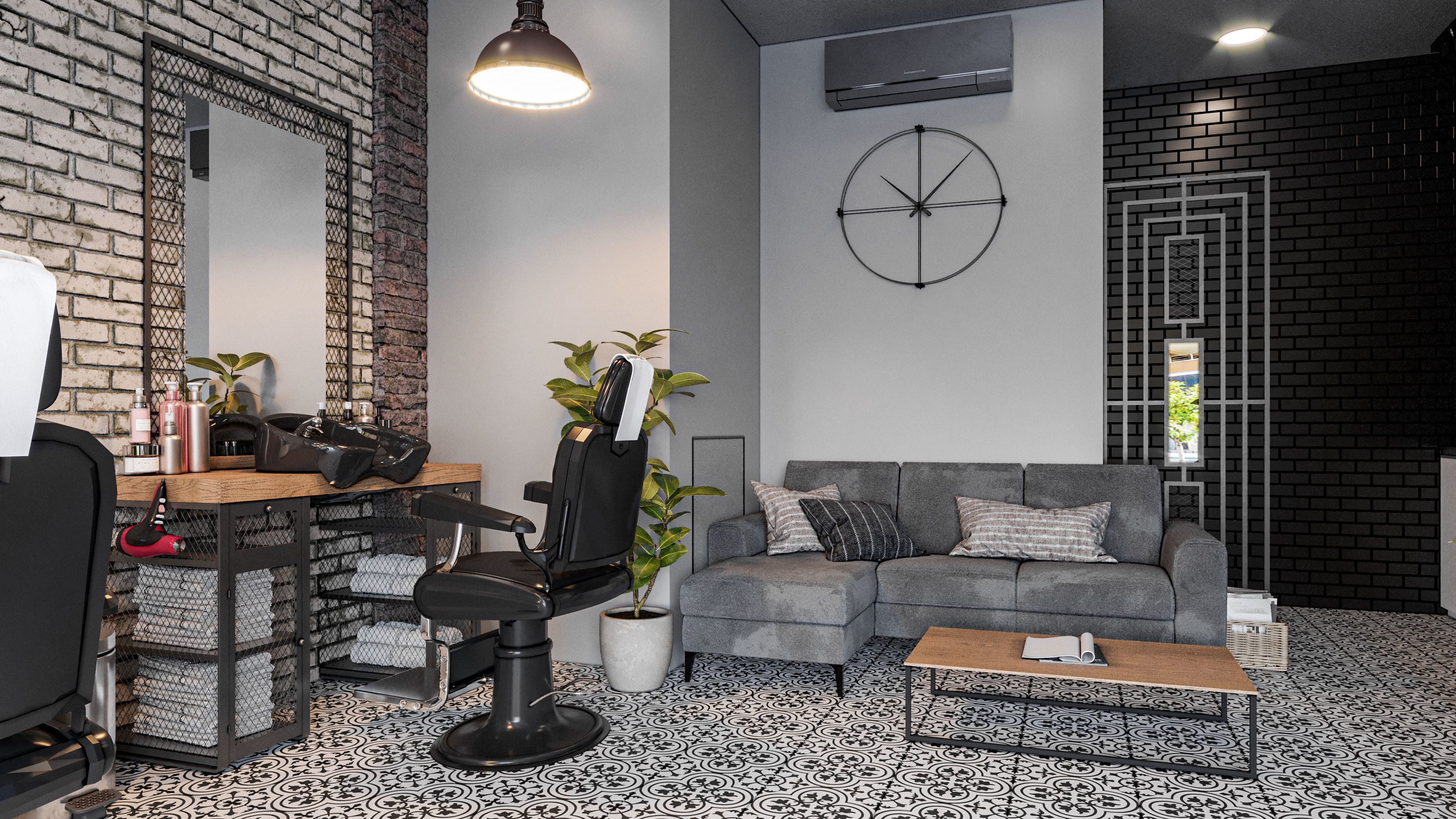 Barber Shop Design 3D model_4