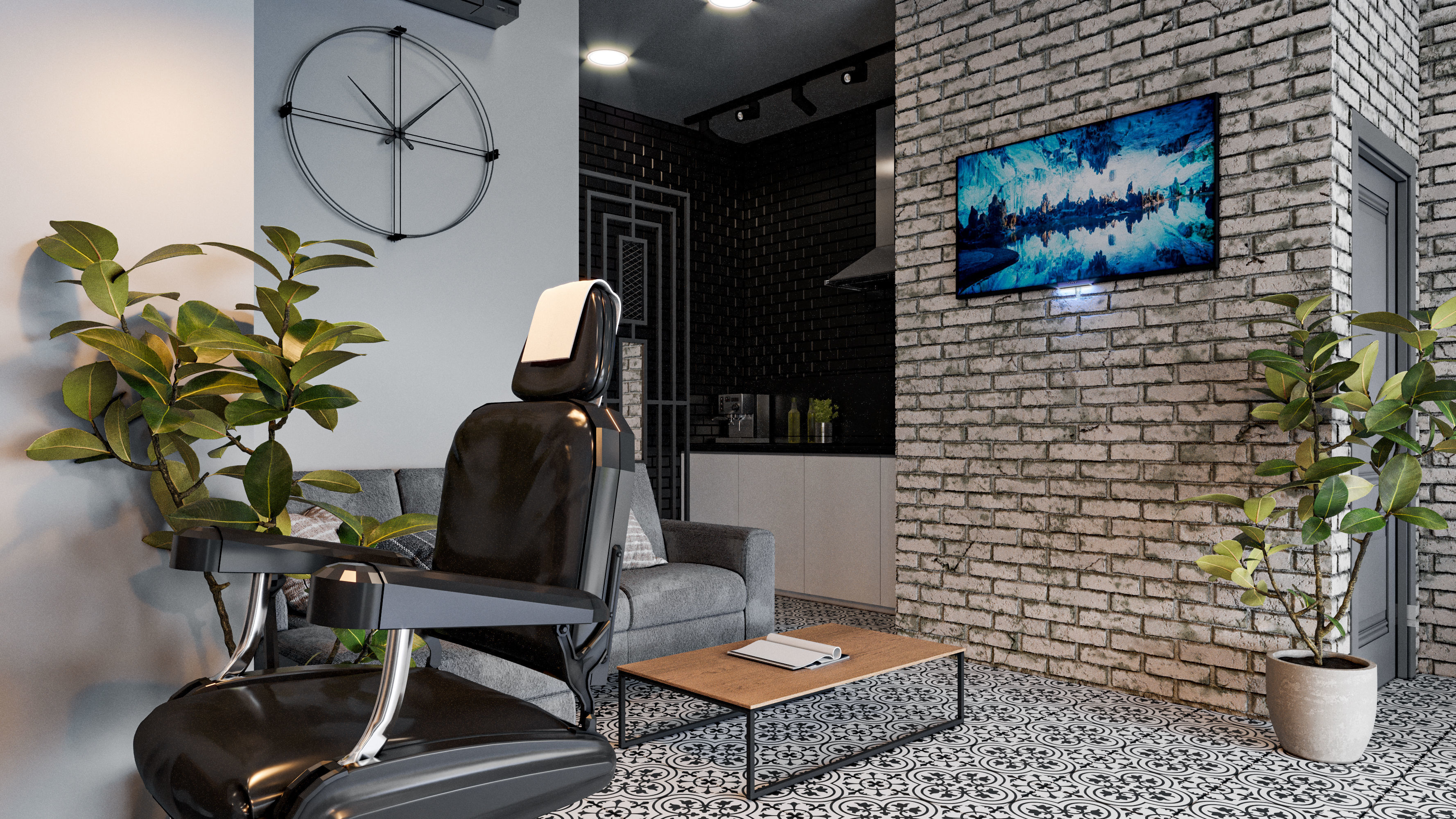 Barber Shop Design 3D model_5
