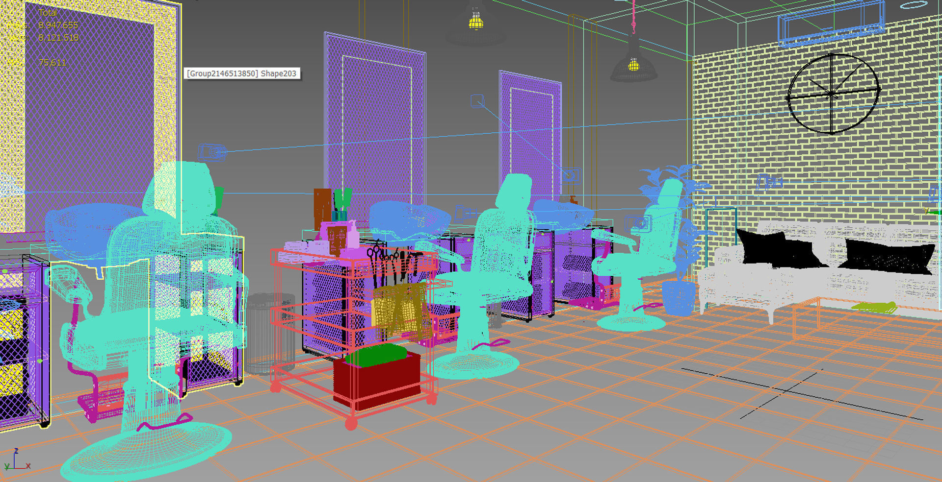 Barber Shop Design 3D model_8