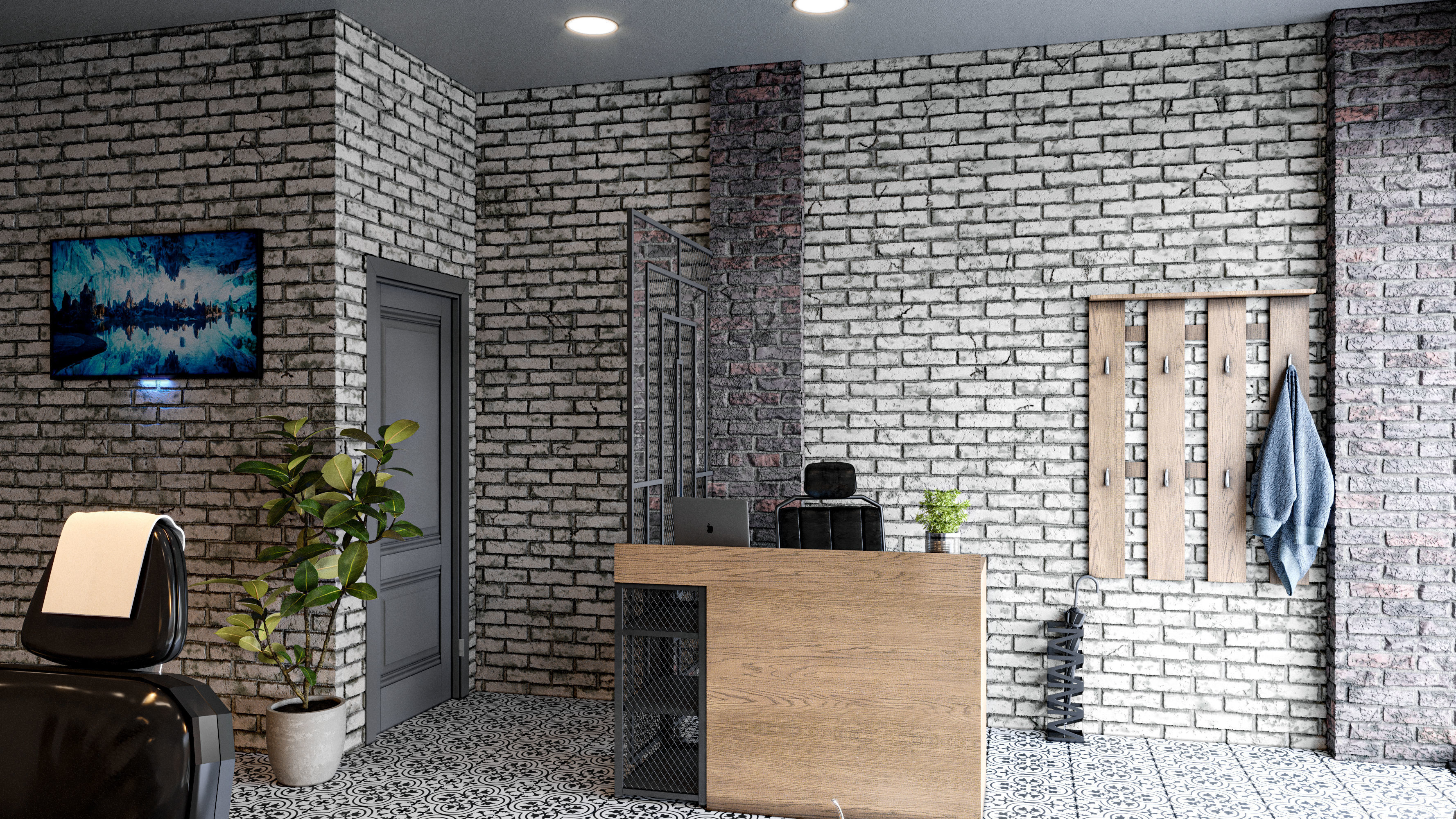 Barber Shop Design 3D model_2