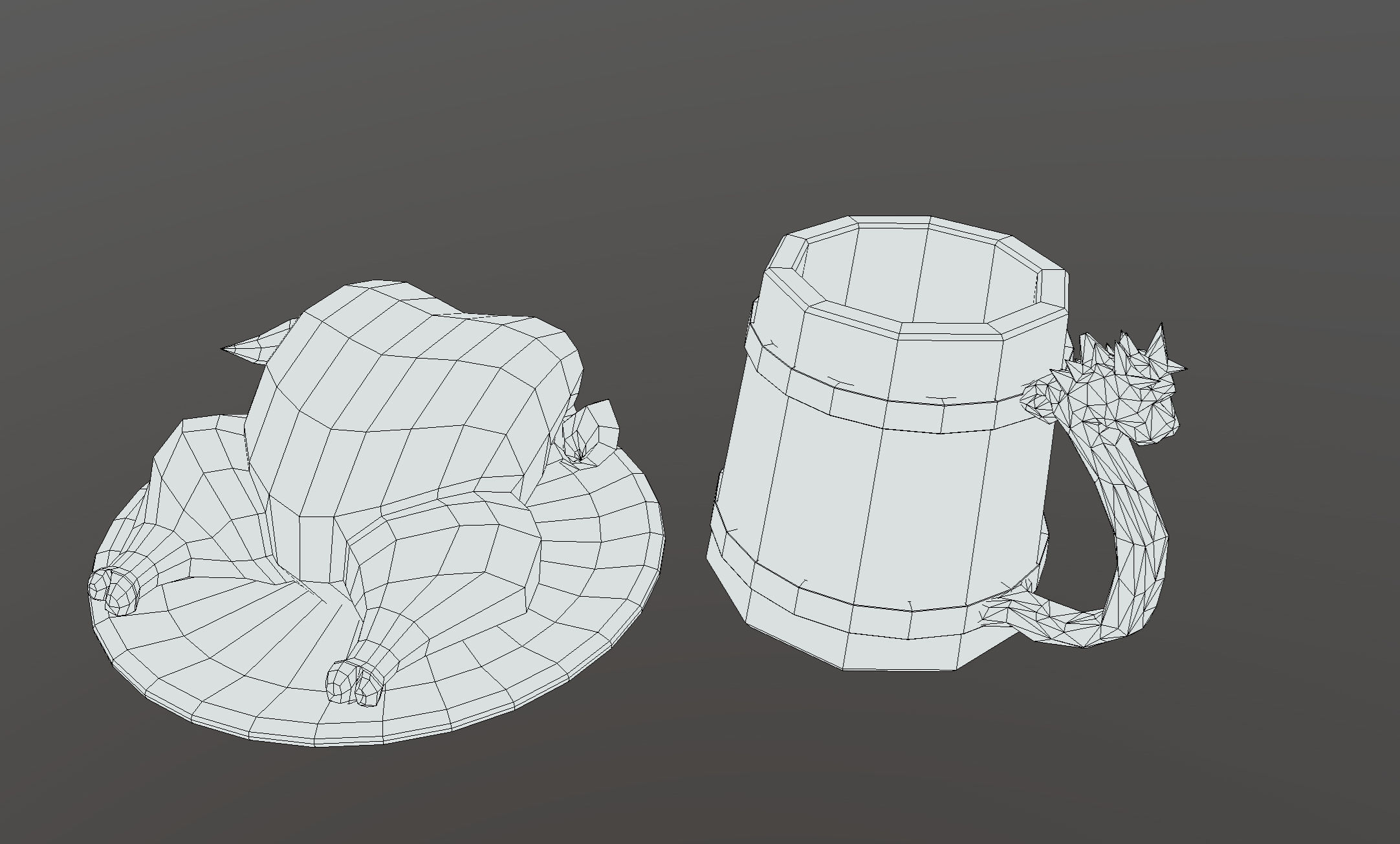 Lowpoly stylized fried chicken and beer pint mug asset Low-poly 3D model_9