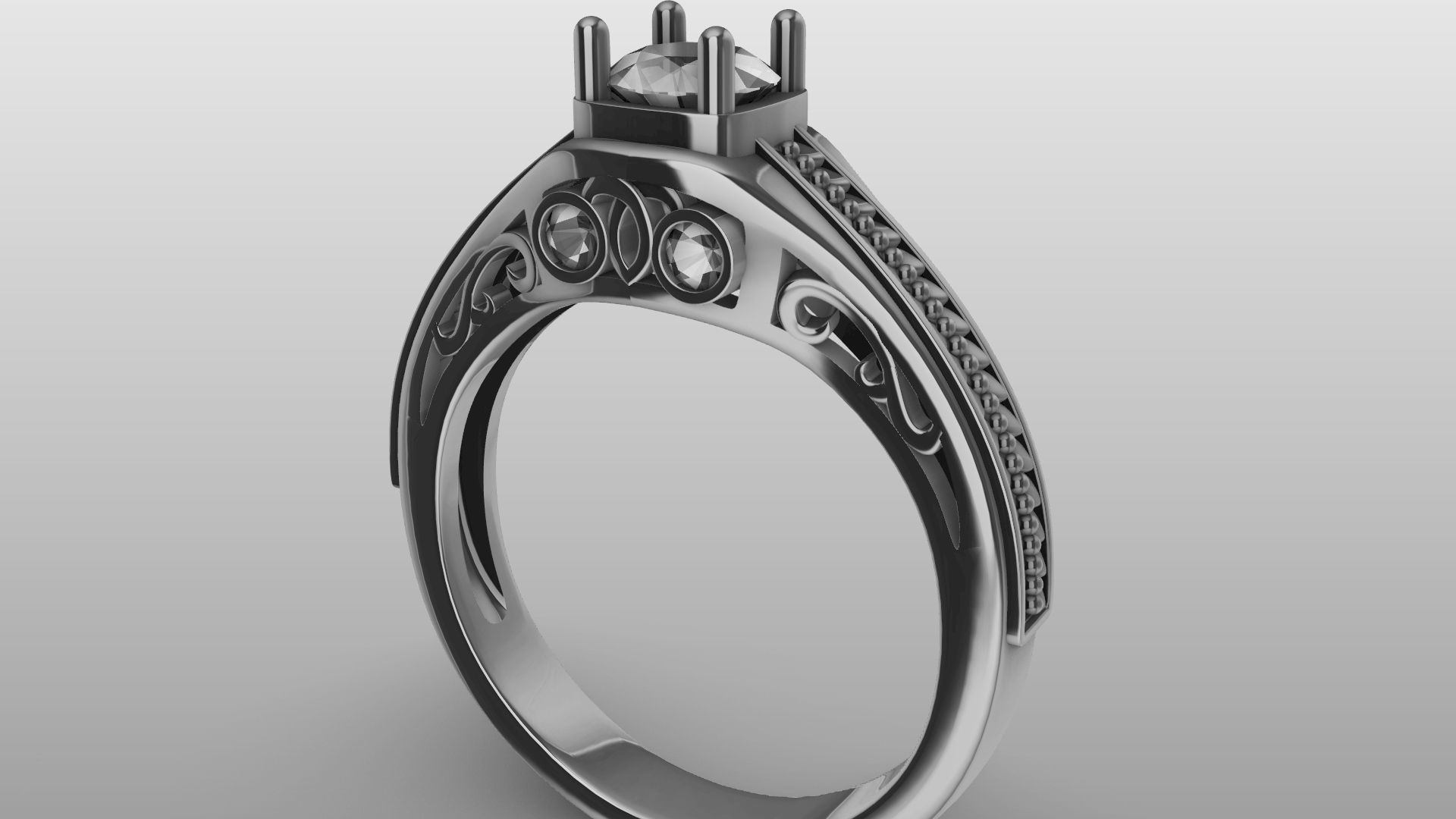 weave shank diamond ring stl verified  3D print model_24