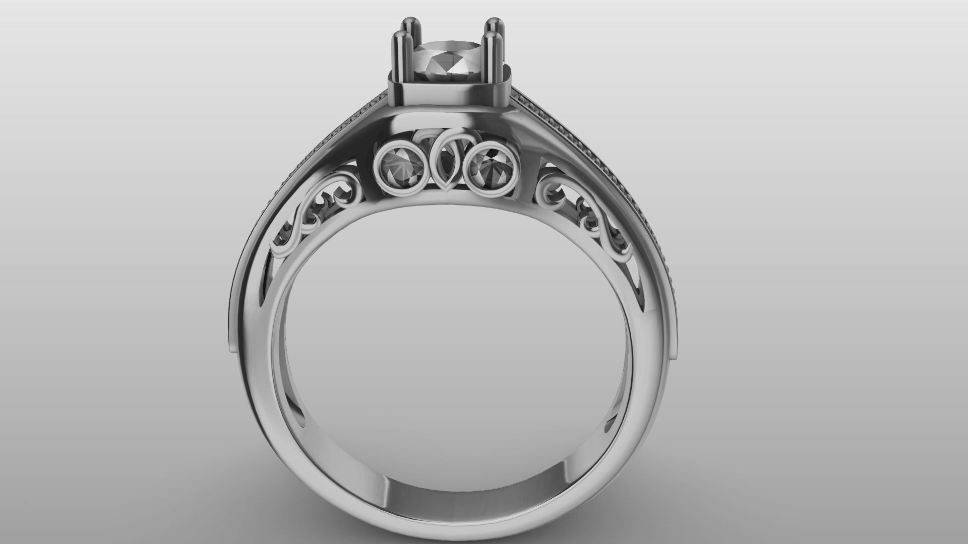 weave shank diamond ring stl verified  3D print model_2