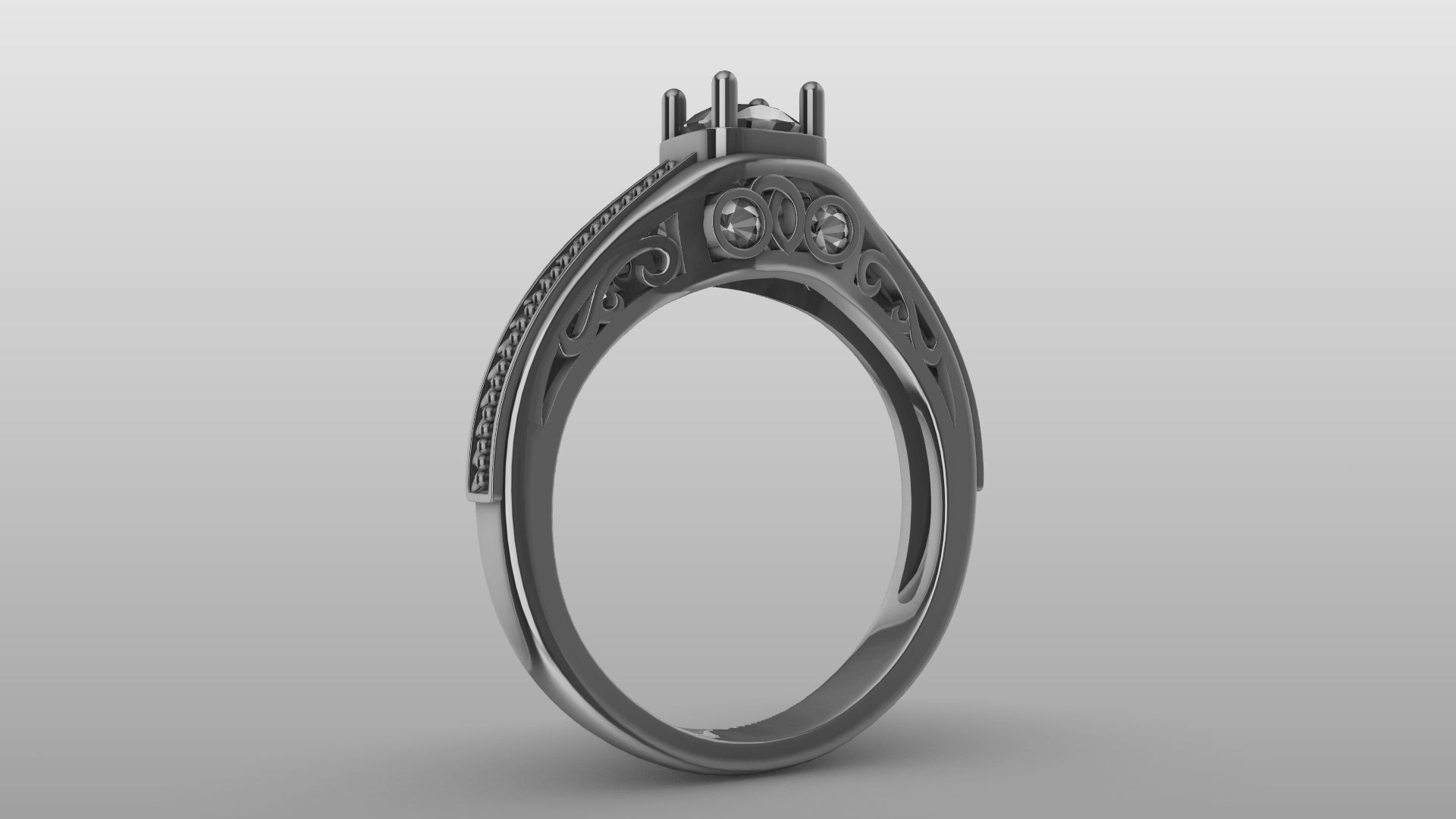 weave shank diamond ring stl verified  3D print model_5