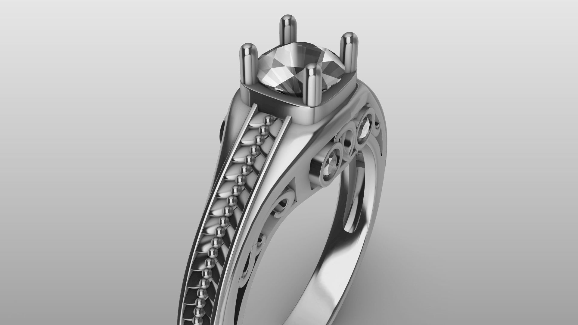 weave shank diamond ring stl verified  3D print model_7