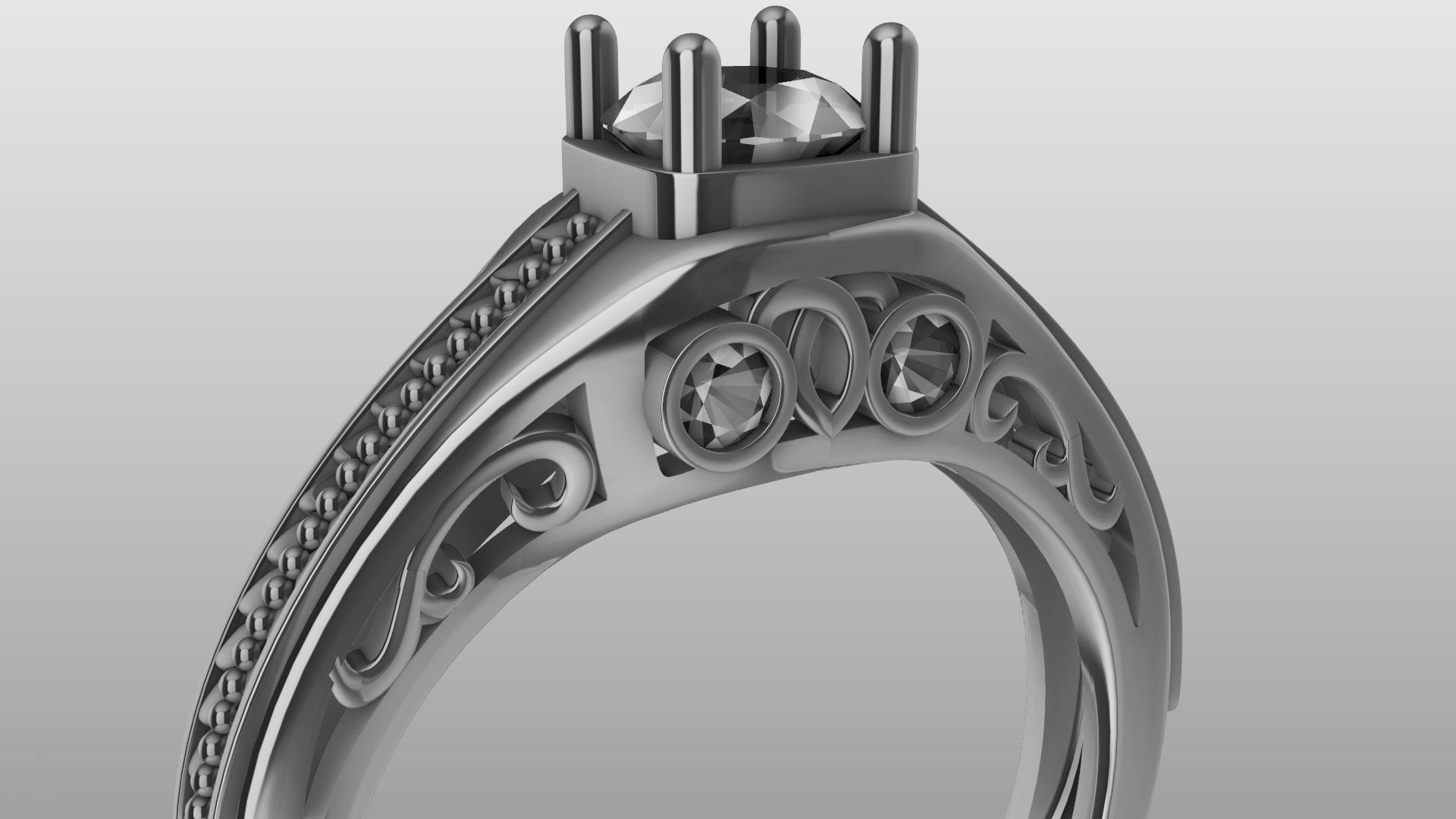 weave shank diamond ring stl verified  3D print model_1