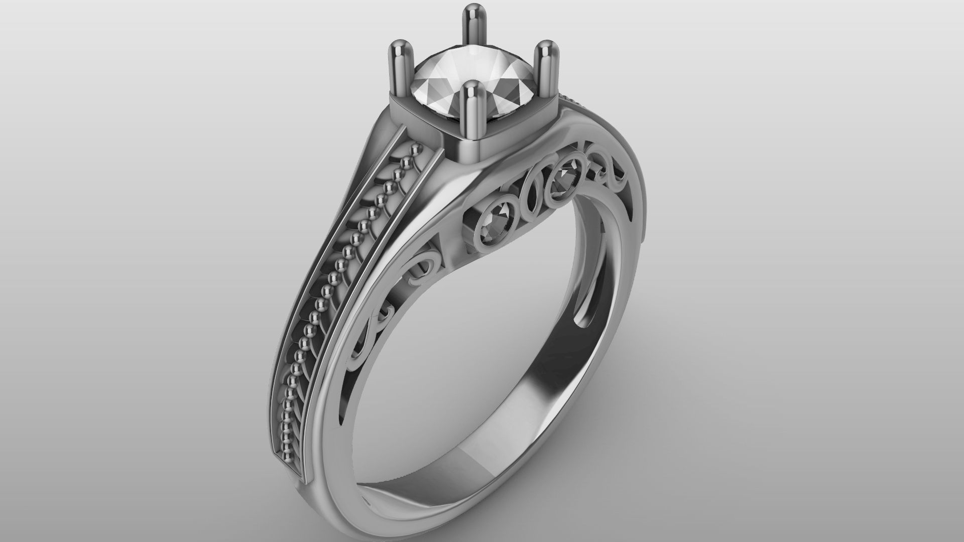 weave shank diamond ring stl verified  3D print model_21