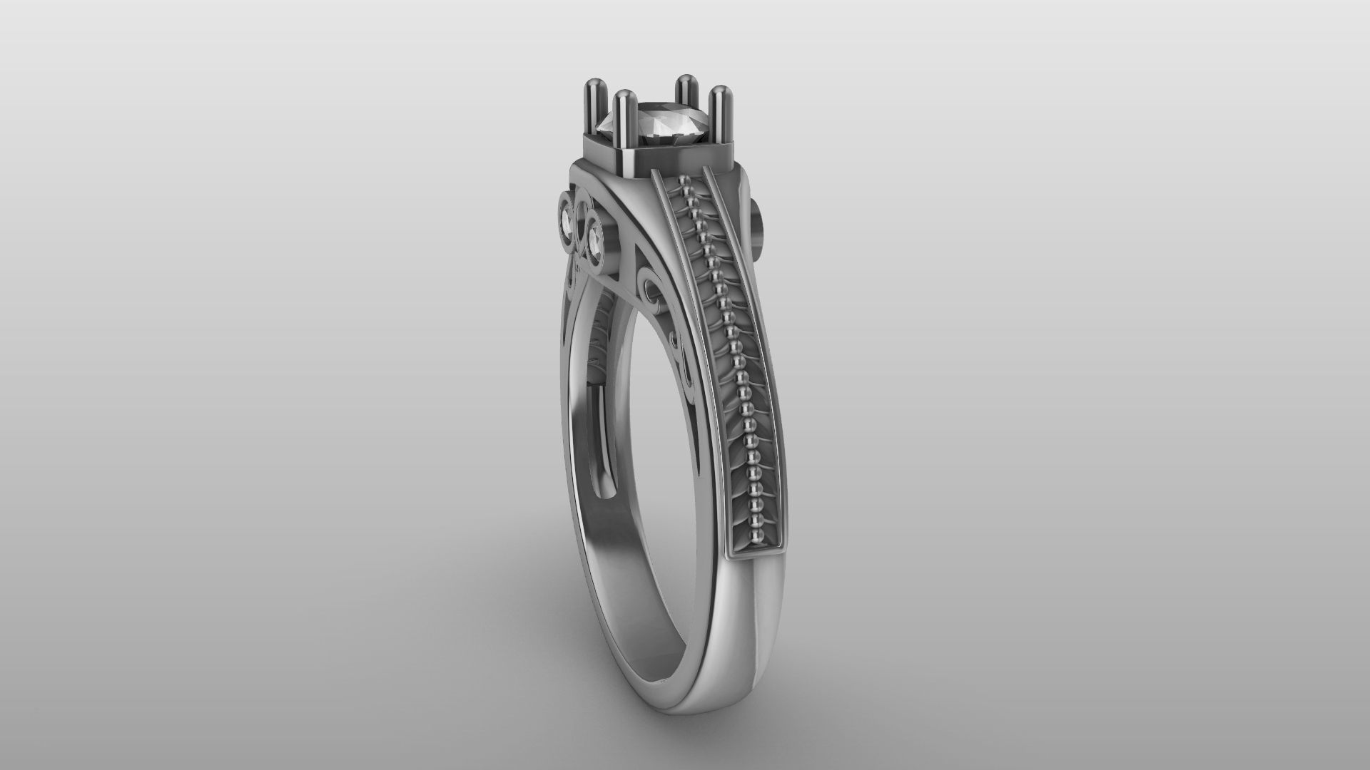 weave shank diamond ring stl verified  3D print model_4
