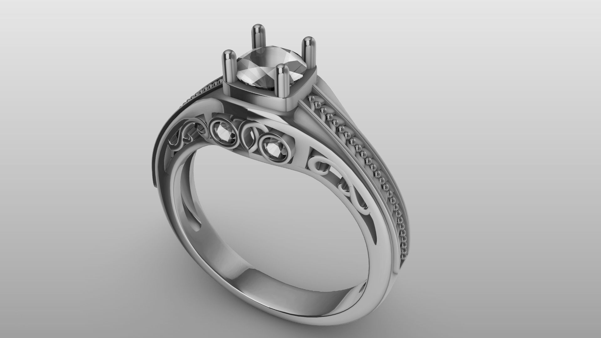 weave shank diamond ring stl verified  3D print model_28