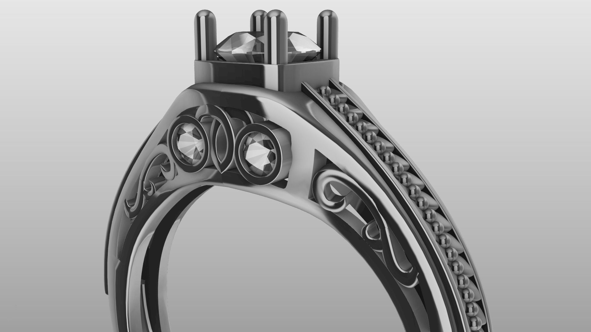 weave shank diamond ring stl verified  3D print model_8