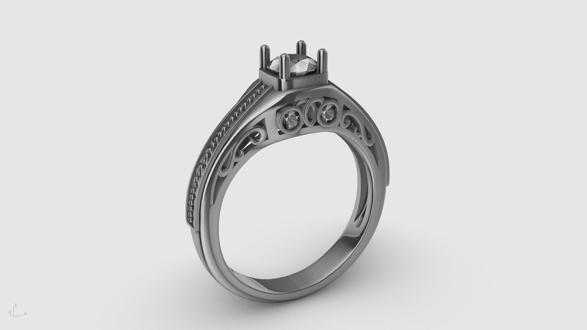 weave shank diamond ring stl verified  3D print model_3