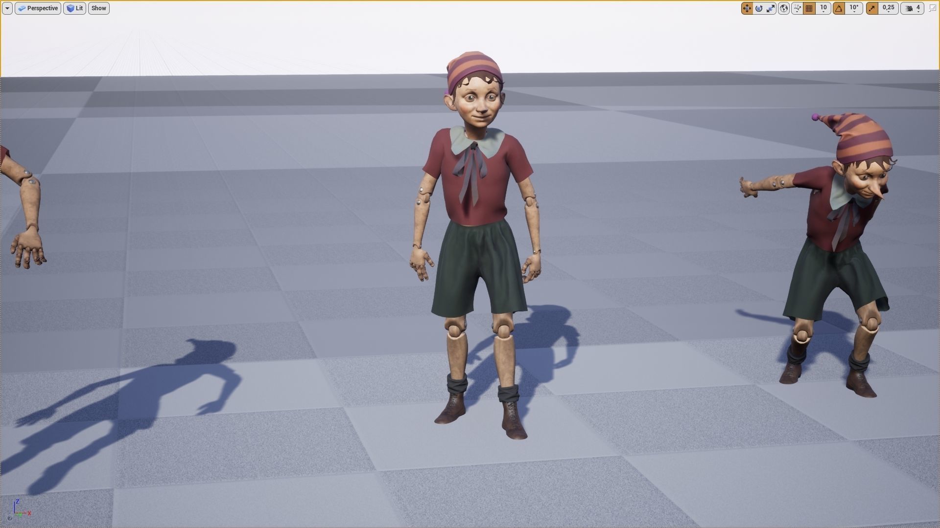 Pinocchio boy in shirt and pants Low-poly 3D model_11
