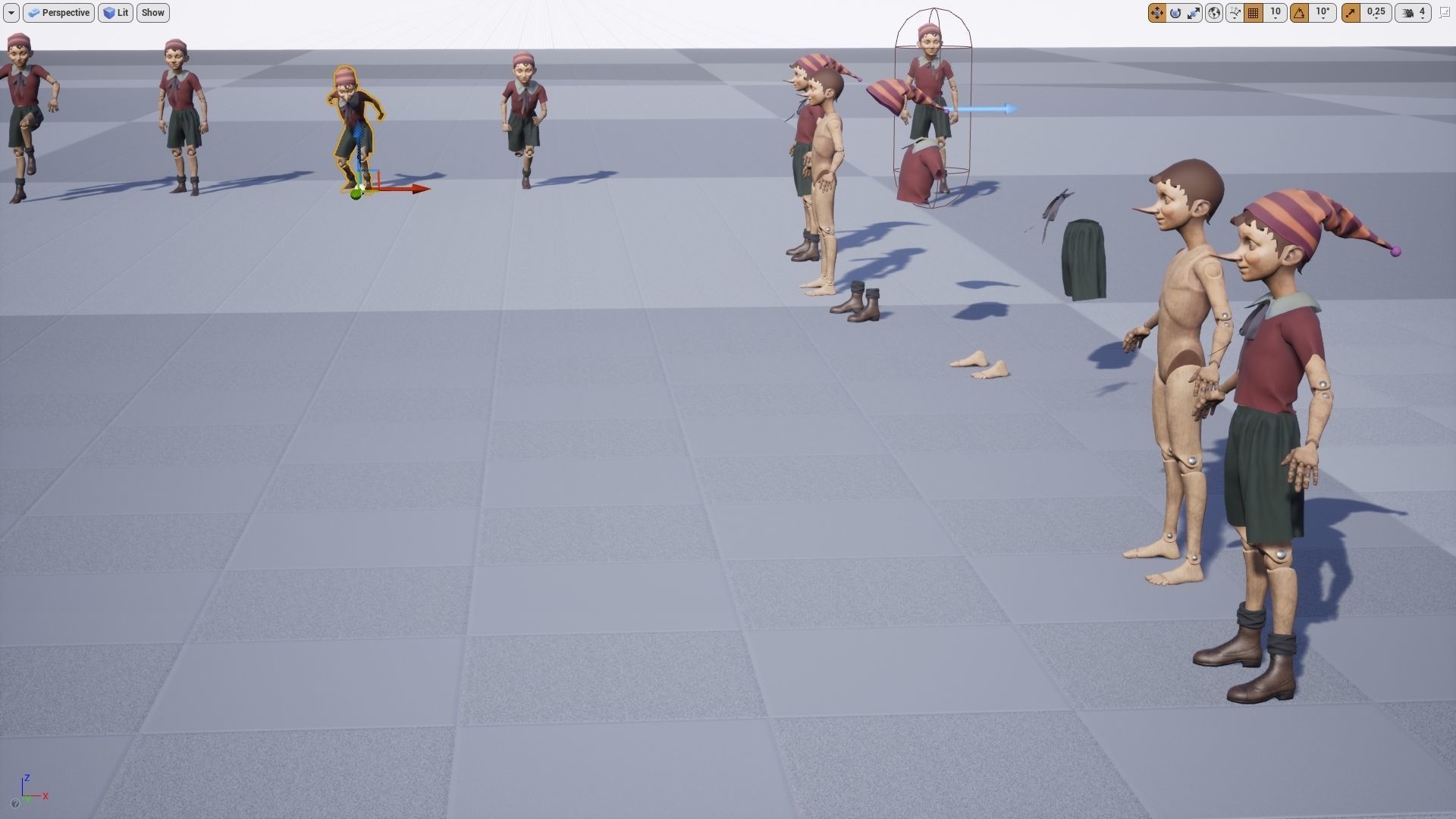 Pinocchio boy in shirt and pants Low-poly 3D model_18