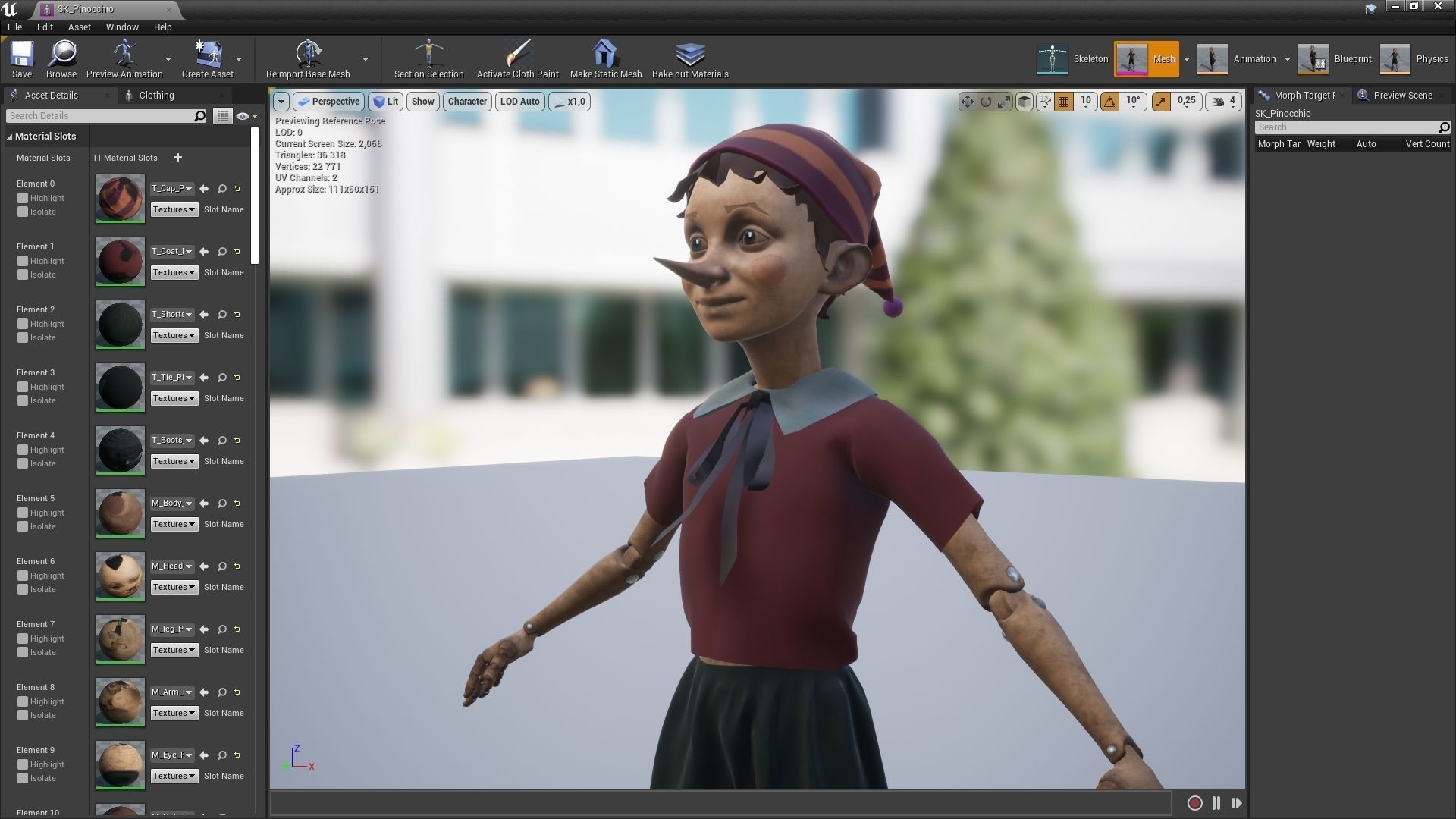 Pinocchio boy in shirt and pants Low-poly 3D model_7