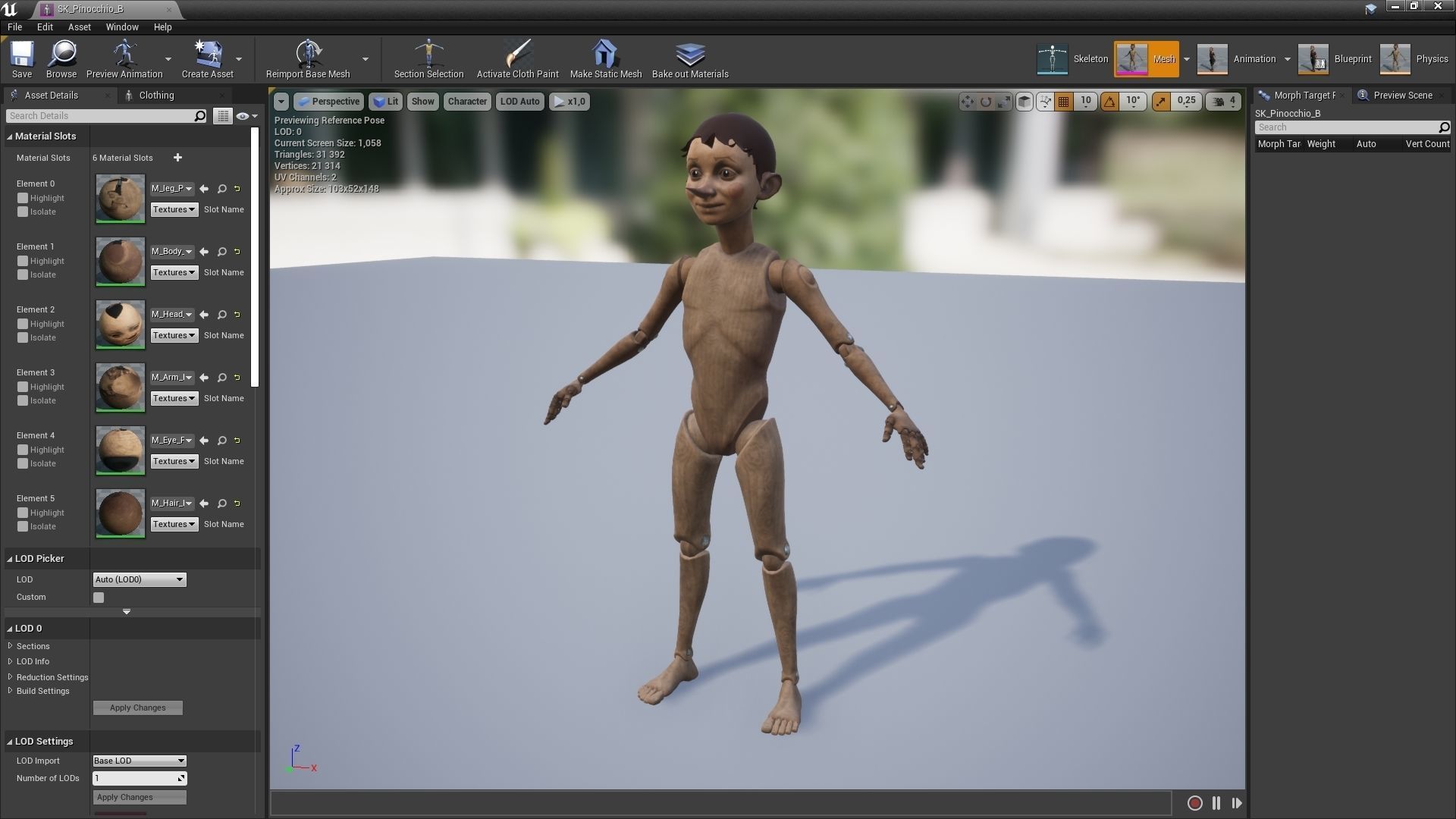 Pinocchio boy in shirt and pants Low-poly 3D model_16