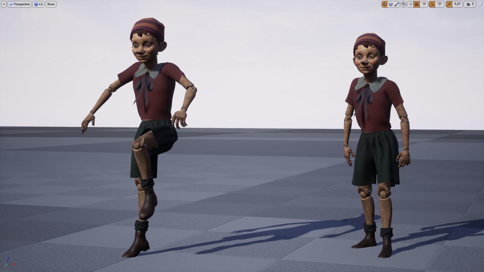Pinocchio boy in shirt and pants Low-poly 3D model_13