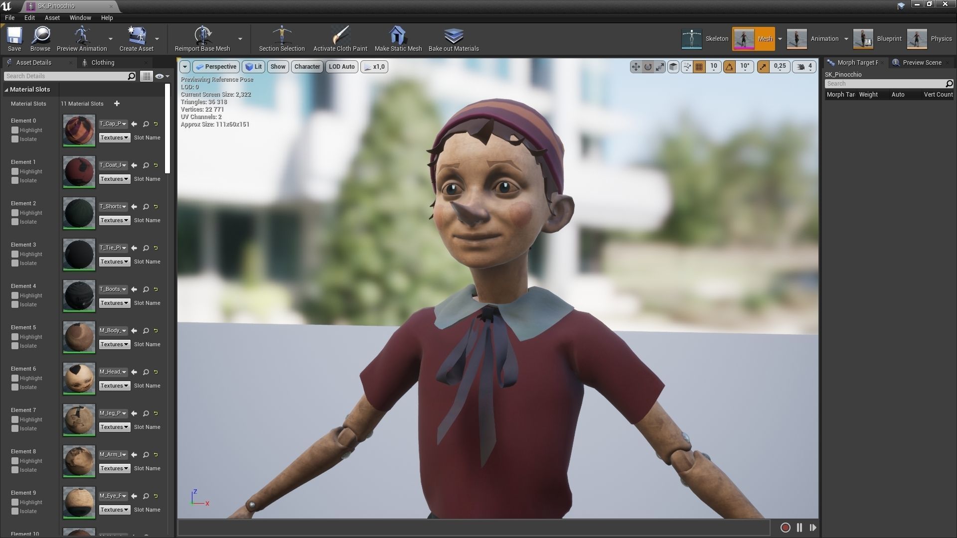 Pinocchio boy in shirt and pants Low-poly 3D model_6