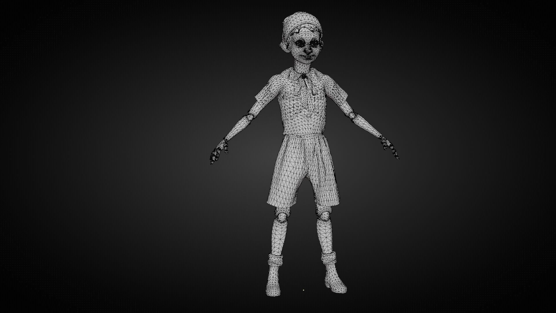 Pinocchio boy in shirt and pants Low-poly 3D model_19