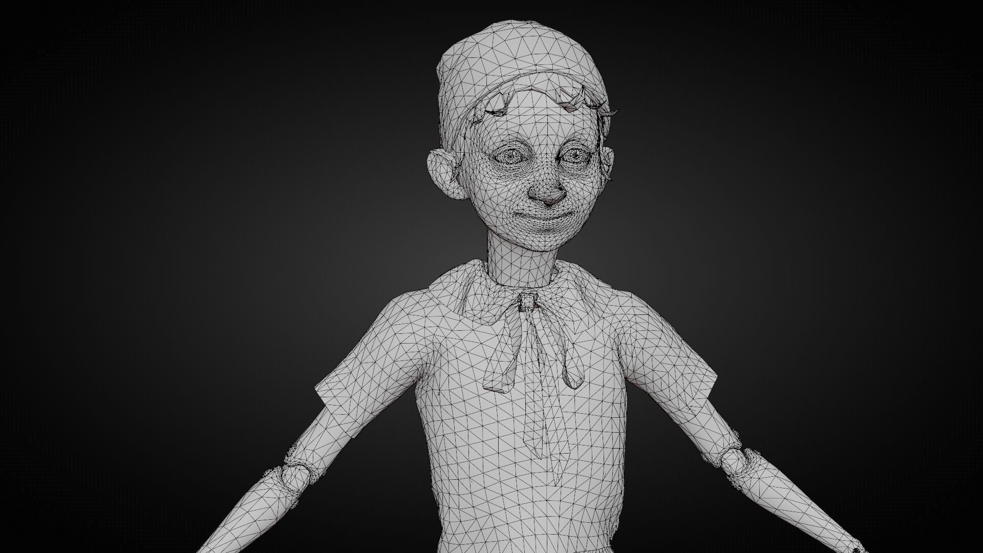 Pinocchio boy in shirt and pants Low-poly 3D model_20