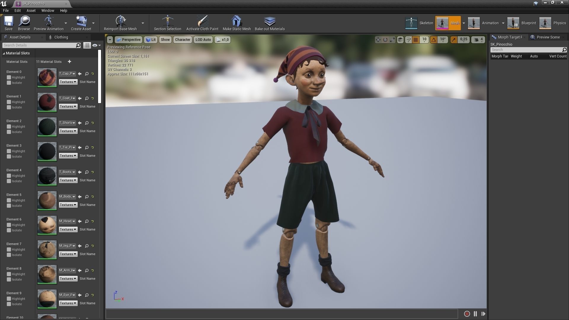 Pinocchio boy in shirt and pants Low-poly 3D model_5