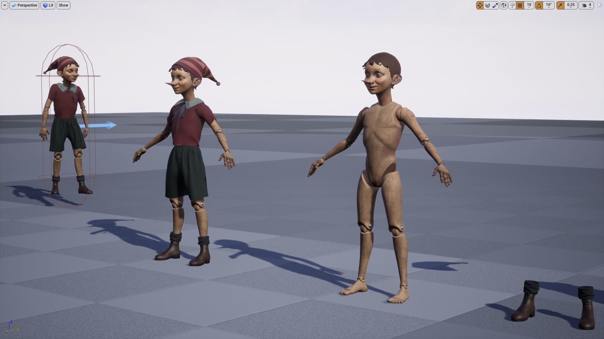 Pinocchio boy in shirt and pants Low-poly 3D model_12