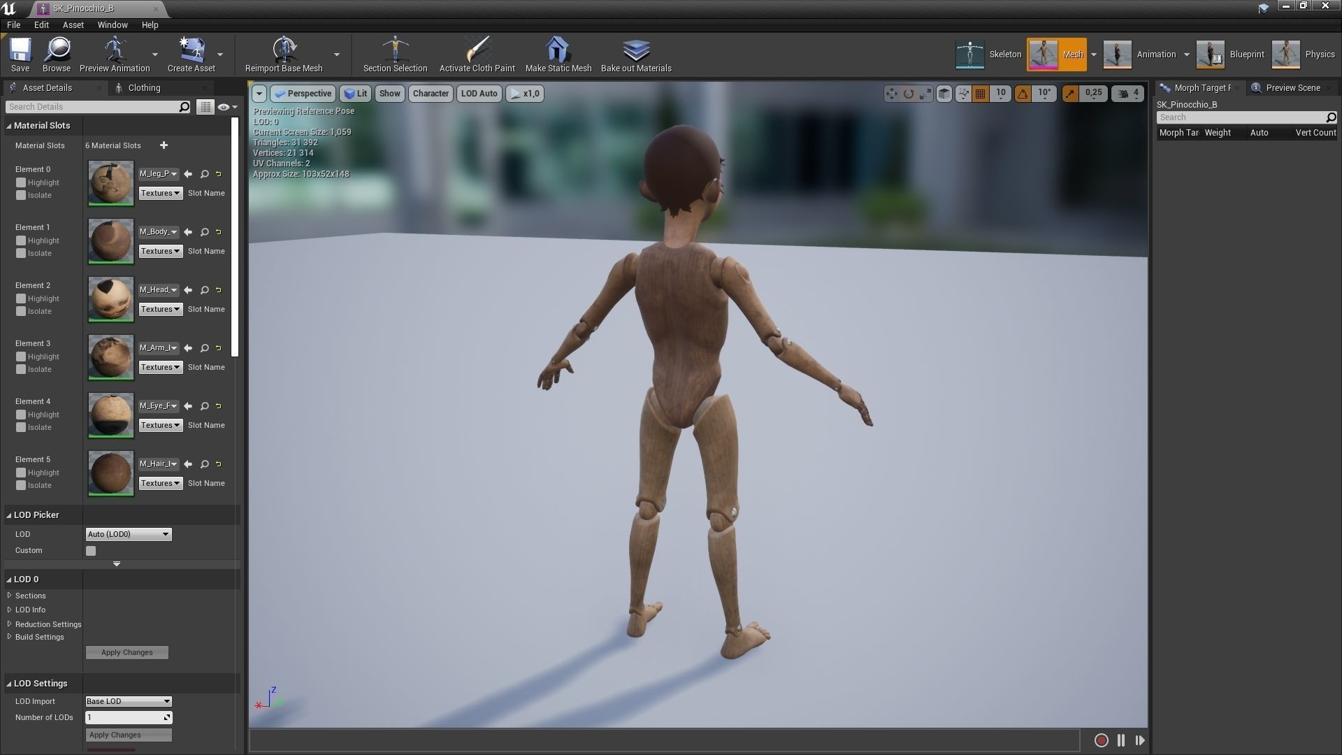 Pinocchio boy in shirt and pants Low-poly 3D model_17