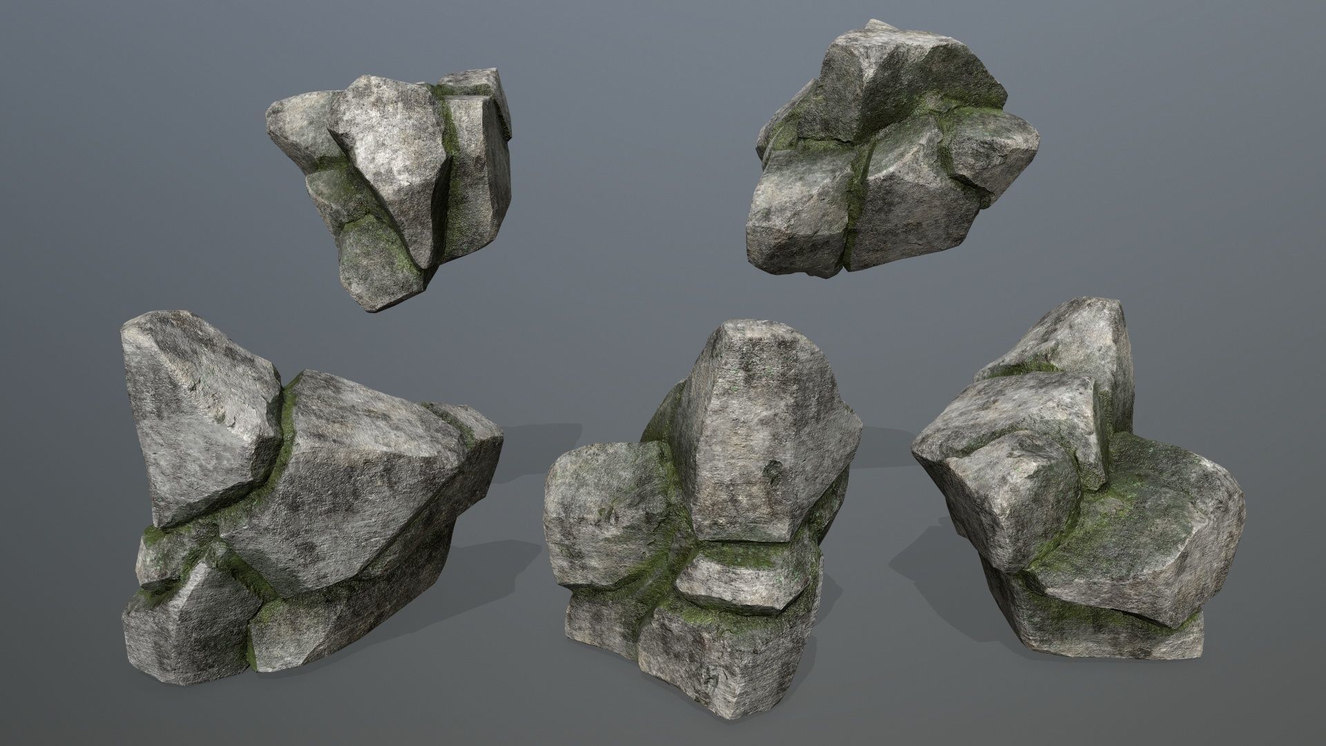 Rock Set Low-poly 3D model_7