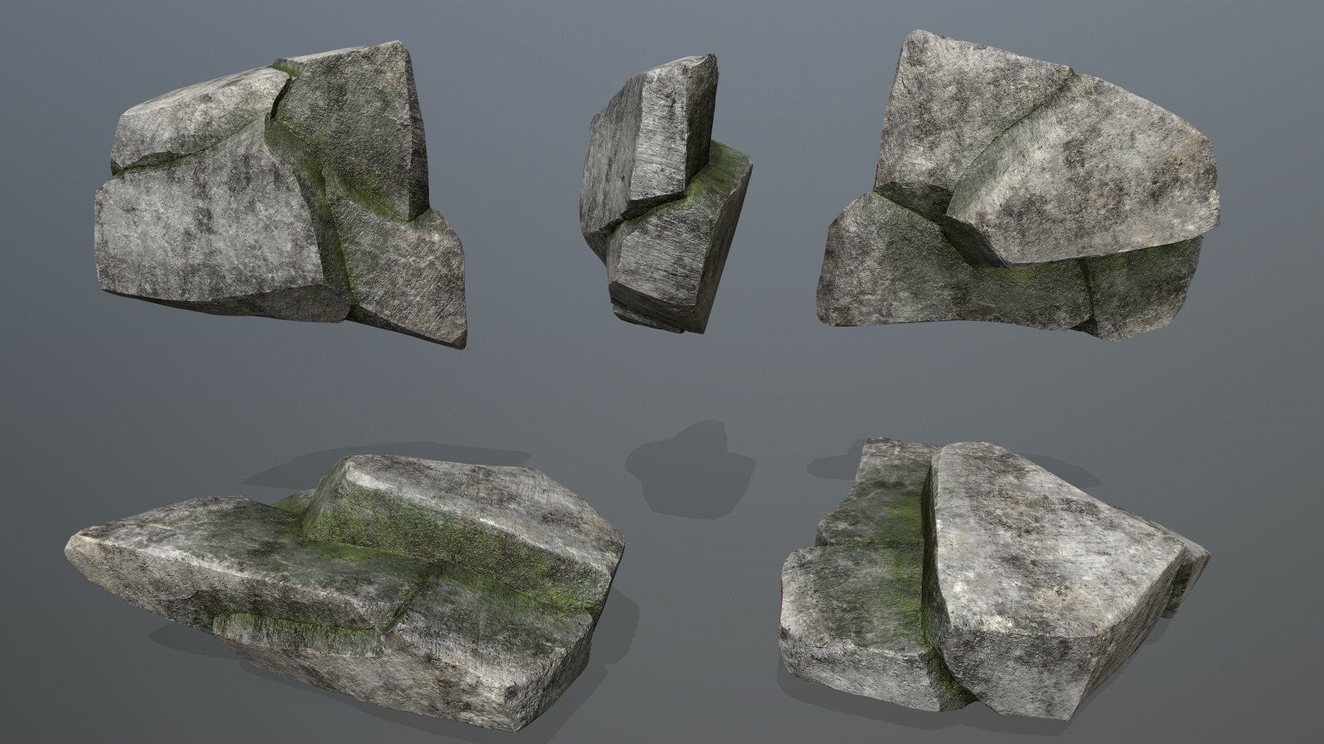 Rock Set Low-poly 3D model_10