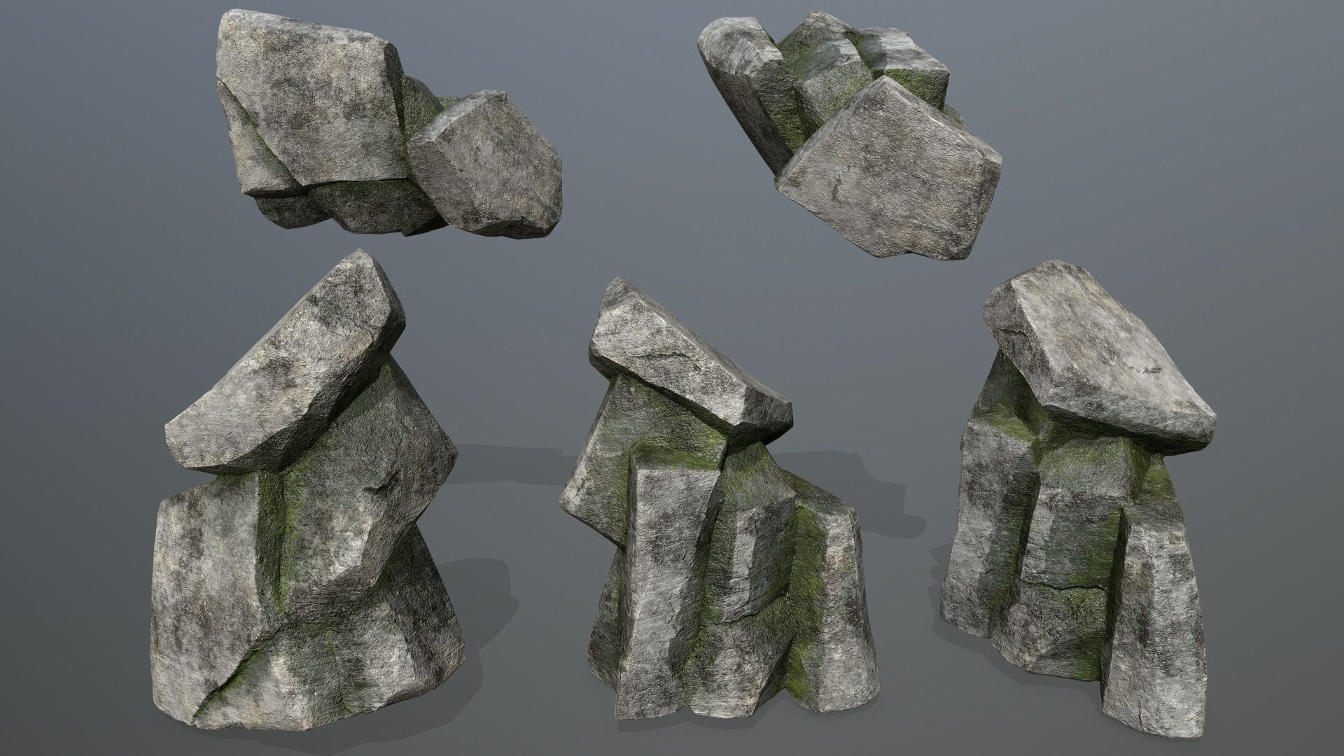 Rock Set Low-poly 3D model_9