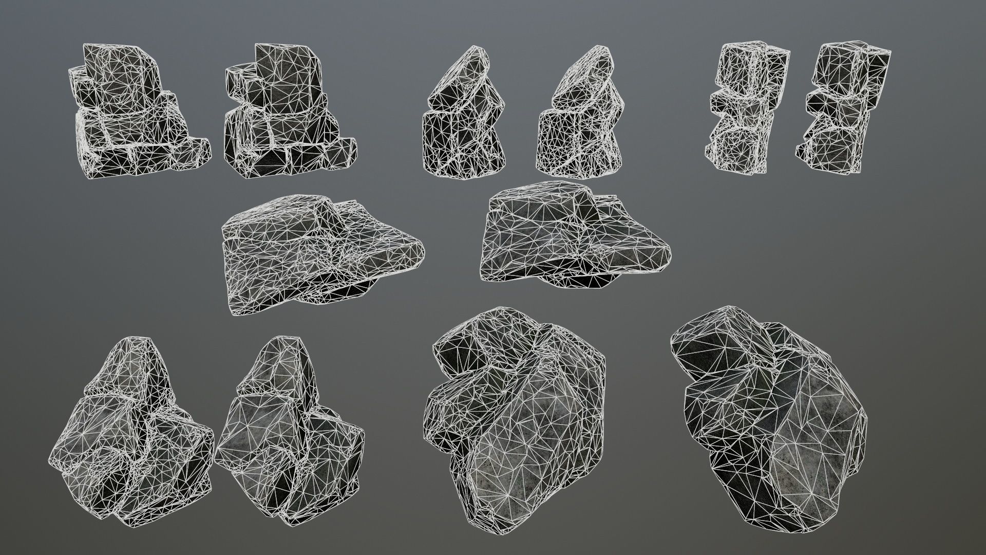 Rock Set Low-poly 3D model_14