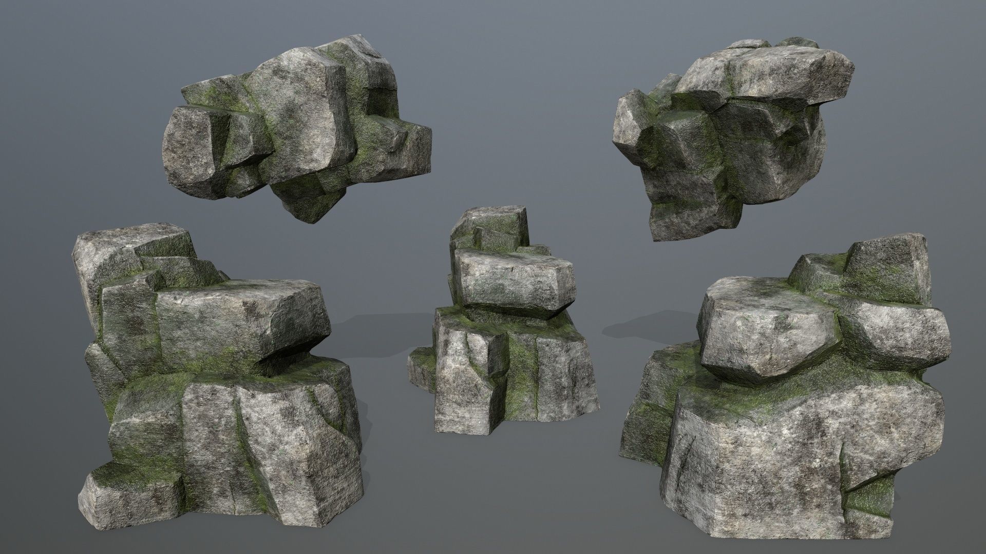 Rock Set Low-poly 3D model_11