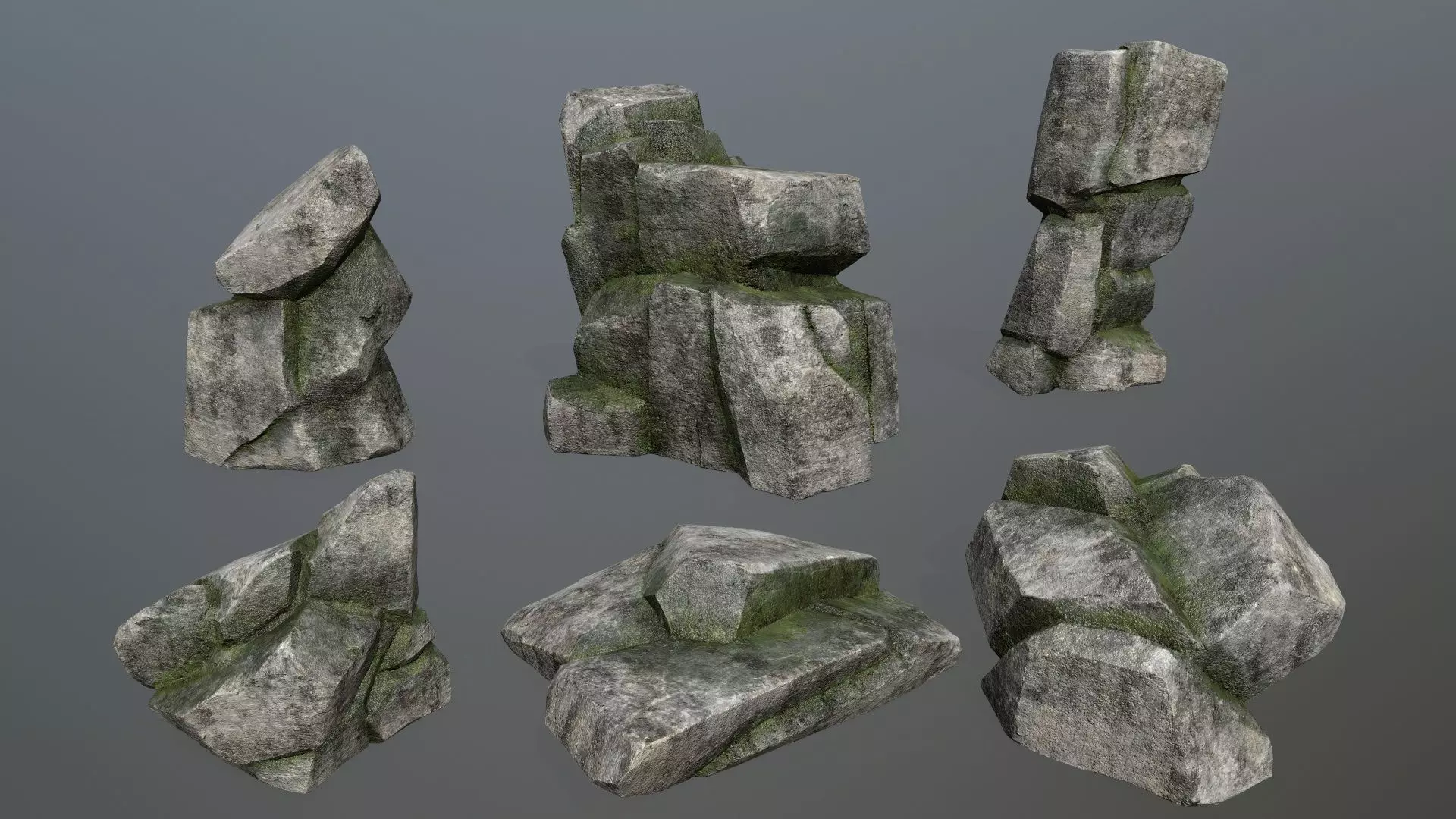 Rock Set Low-poly 3D model_0