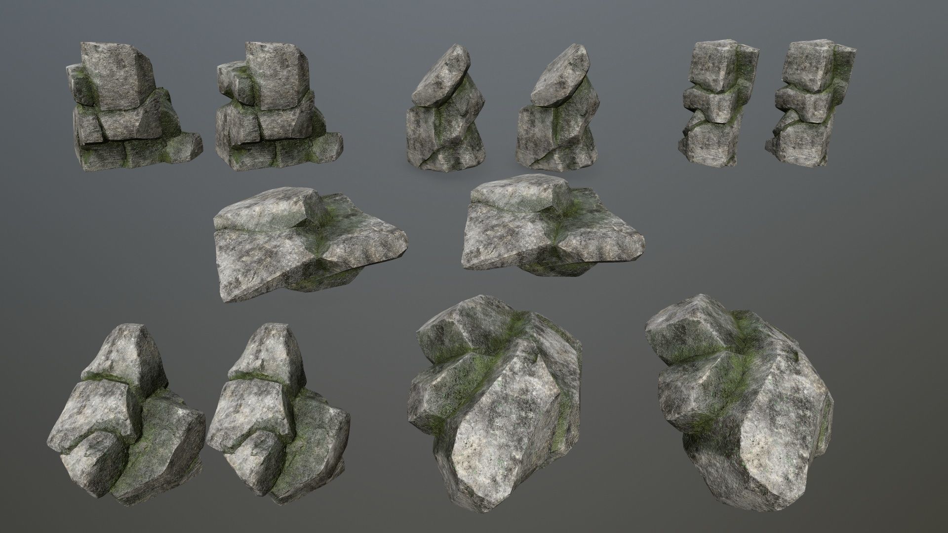 Rock Set Low-poly 3D model_13