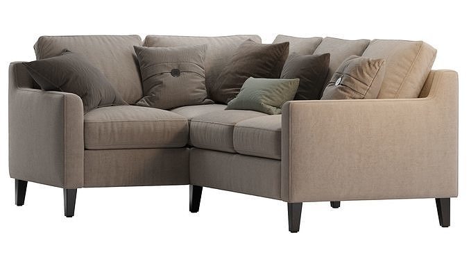 Beverly Upholstered 3-Piece Sectional Beige 3D model 5