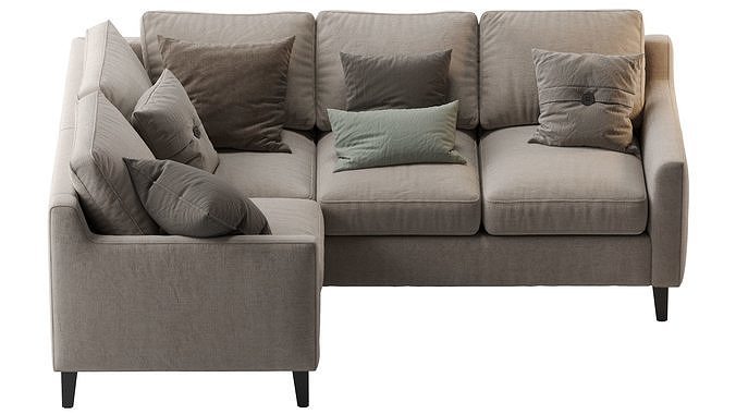 Beverly Upholstered 3-Piece Sectional Beige 3D model 4