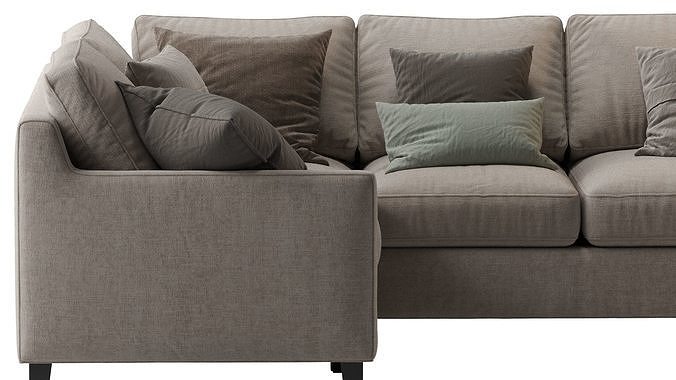 Beverly Upholstered 3-Piece Sectional Beige 3D model 6