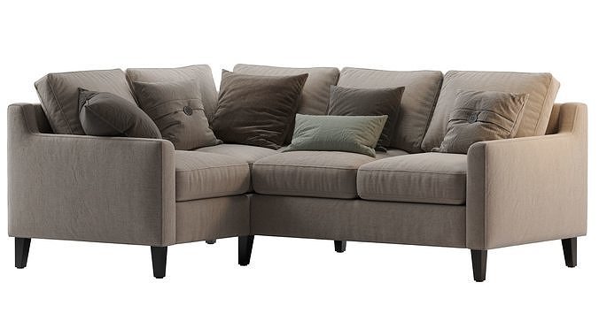 Beverly Upholstered 3-Piece Sectional Beige 3D model 3