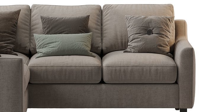 Beverly Upholstered 3-Piece Sectional Beige 3D model 7