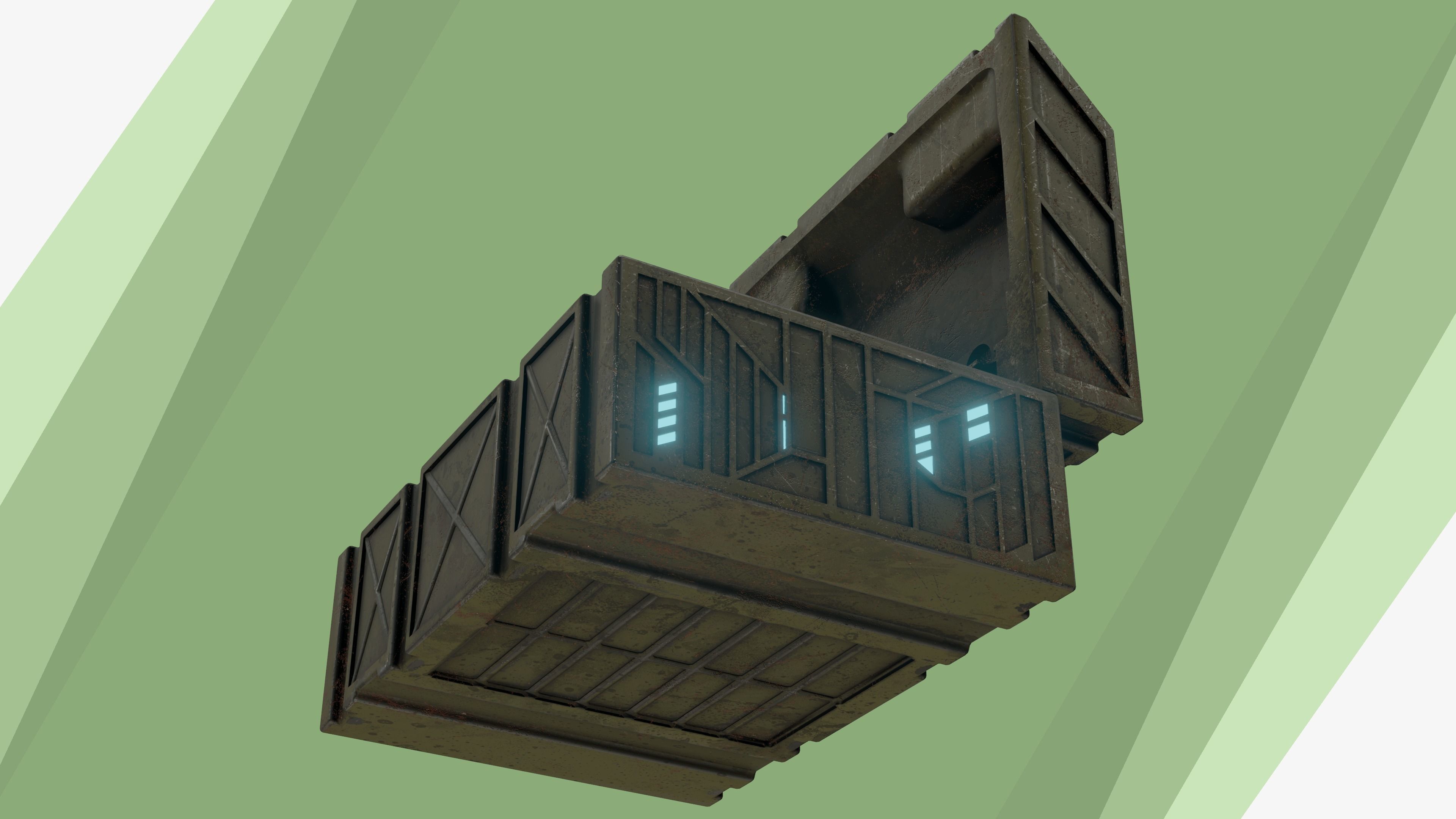 Sci-fi Chest - rigged animated - game ready Low-poly 3D model_21