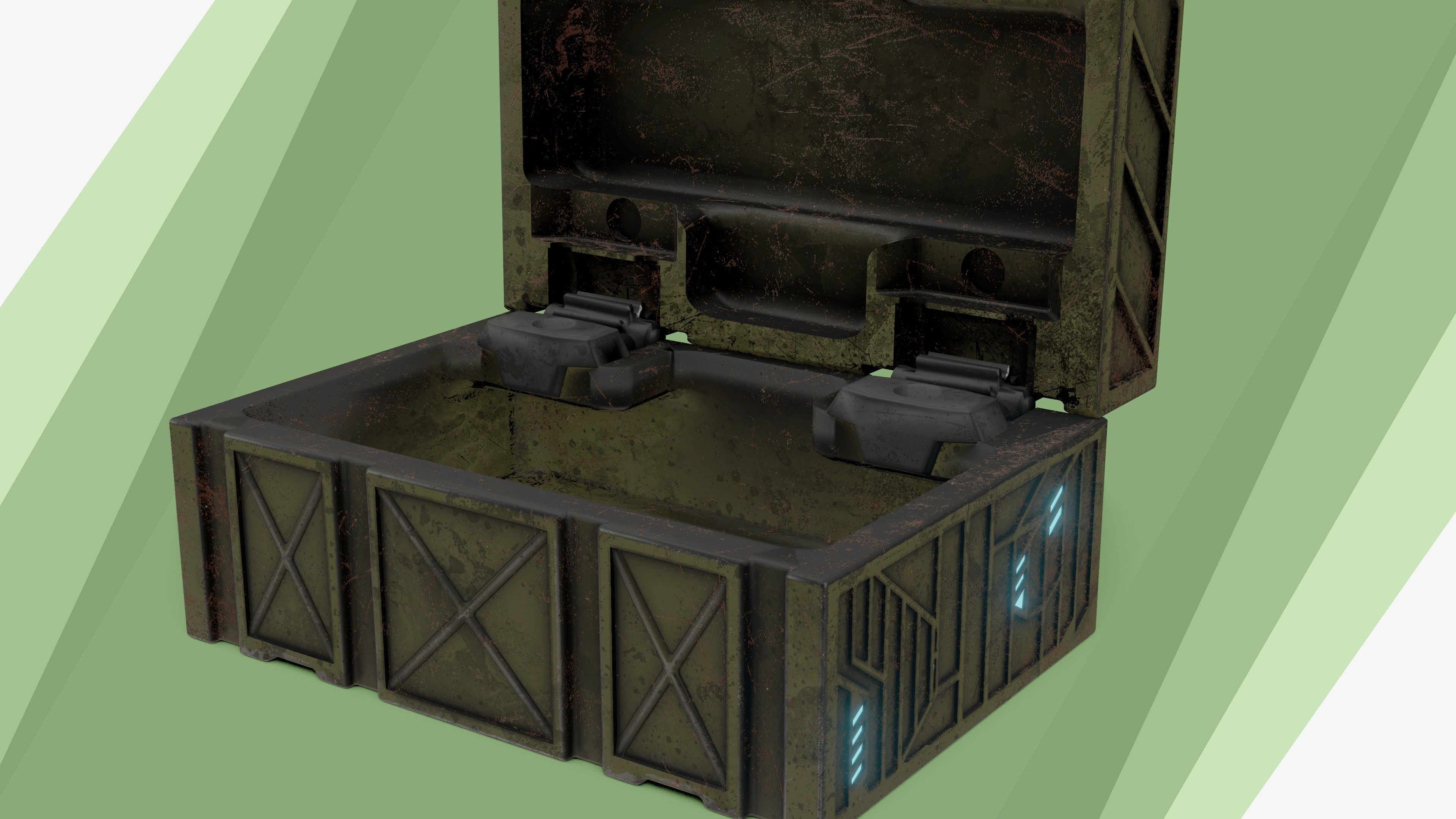 Sci-fi Chest - rigged animated - game ready Low-poly 3D model_24