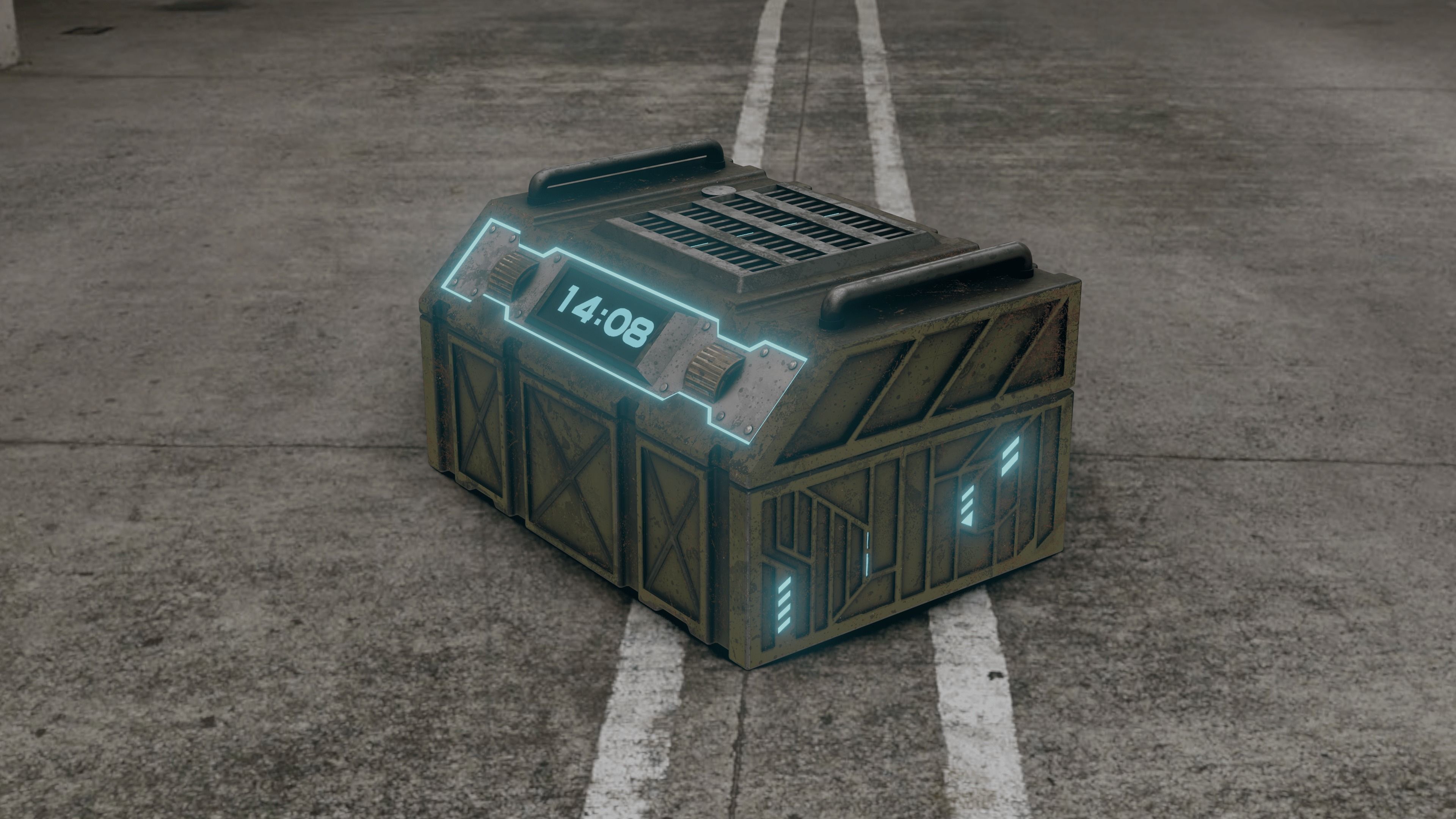 Sci-fi Chest - rigged animated - game ready Low-poly 3D model_26