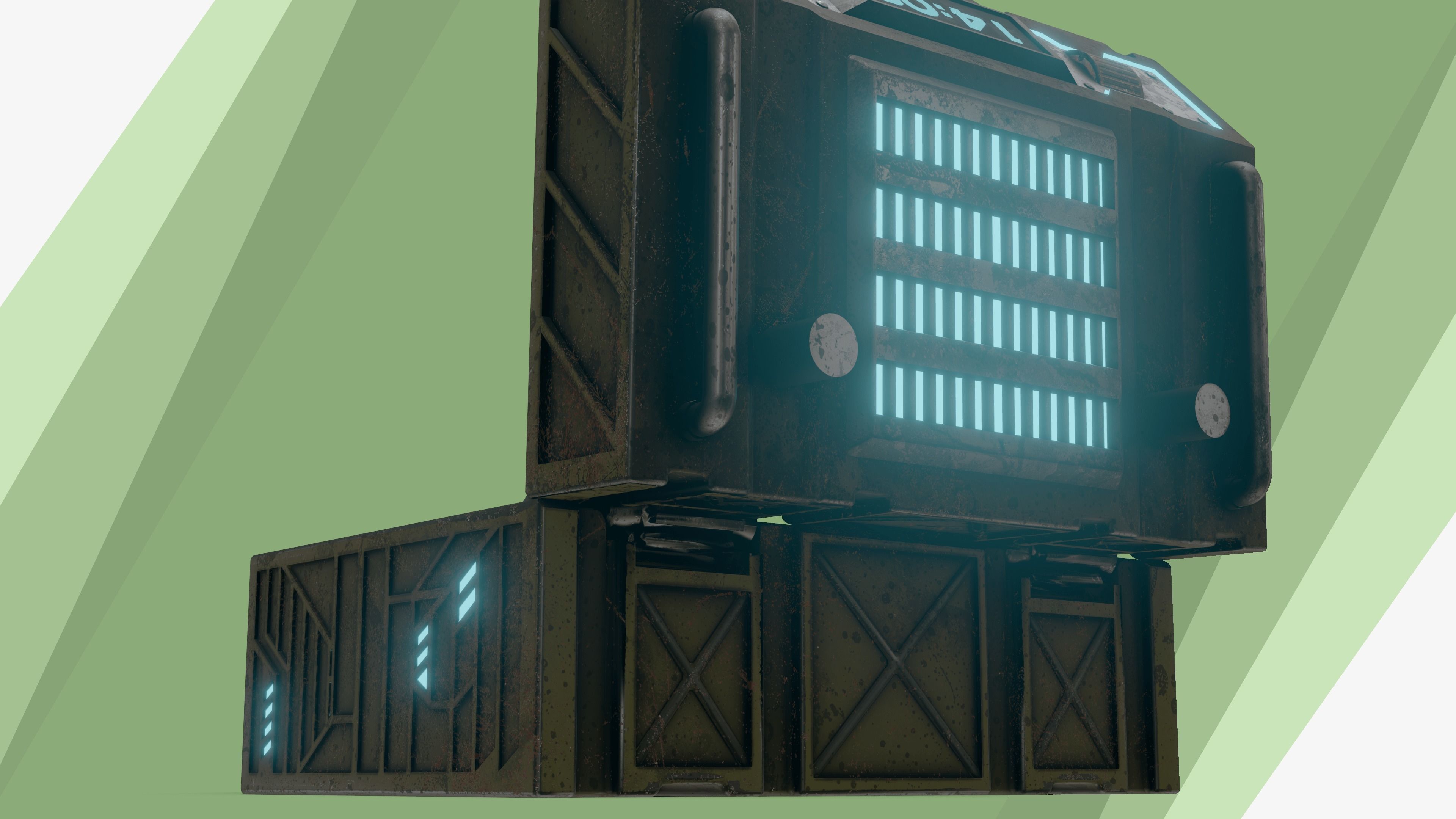 Sci-fi Chest - rigged animated - game ready Low-poly 3D model_16