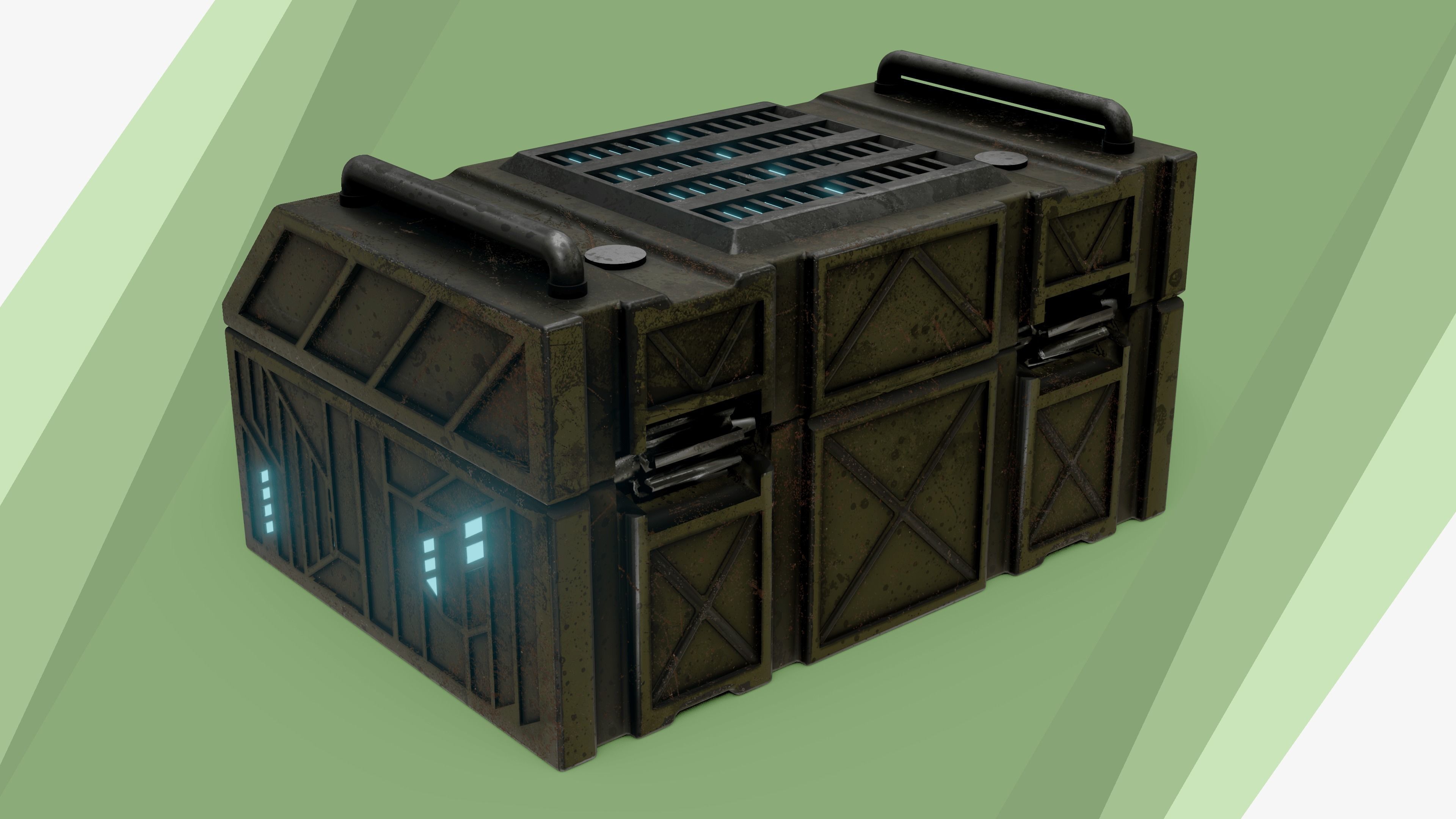 Sci-fi Chest - rigged animated - game ready Low-poly 3D model_7