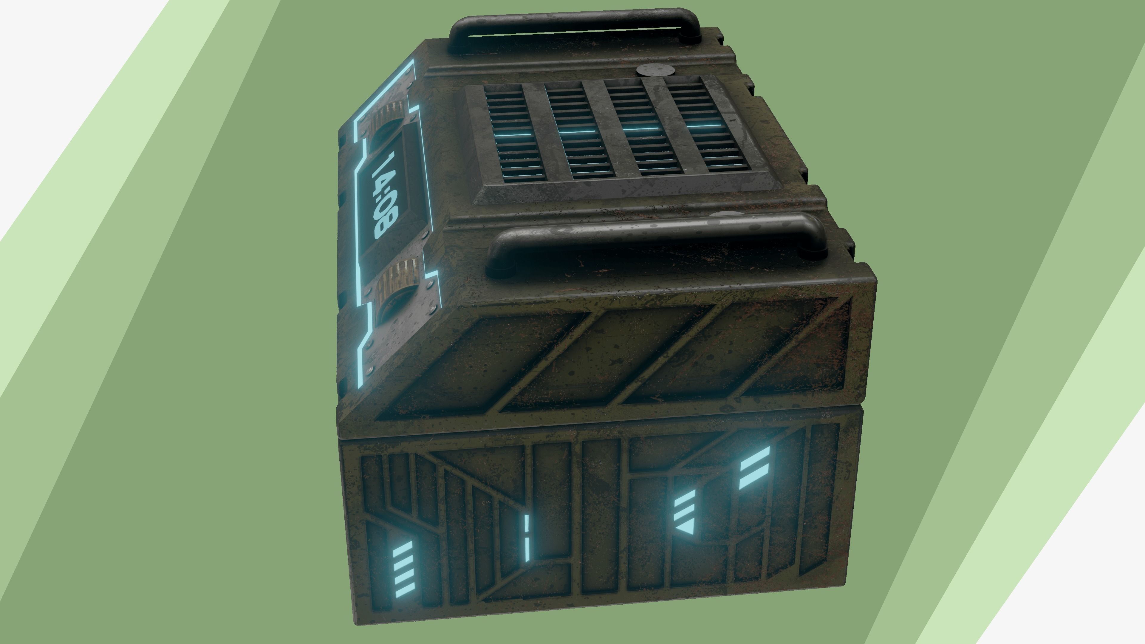 Sci-fi Chest - rigged animated - game ready Low-poly 3D model_6