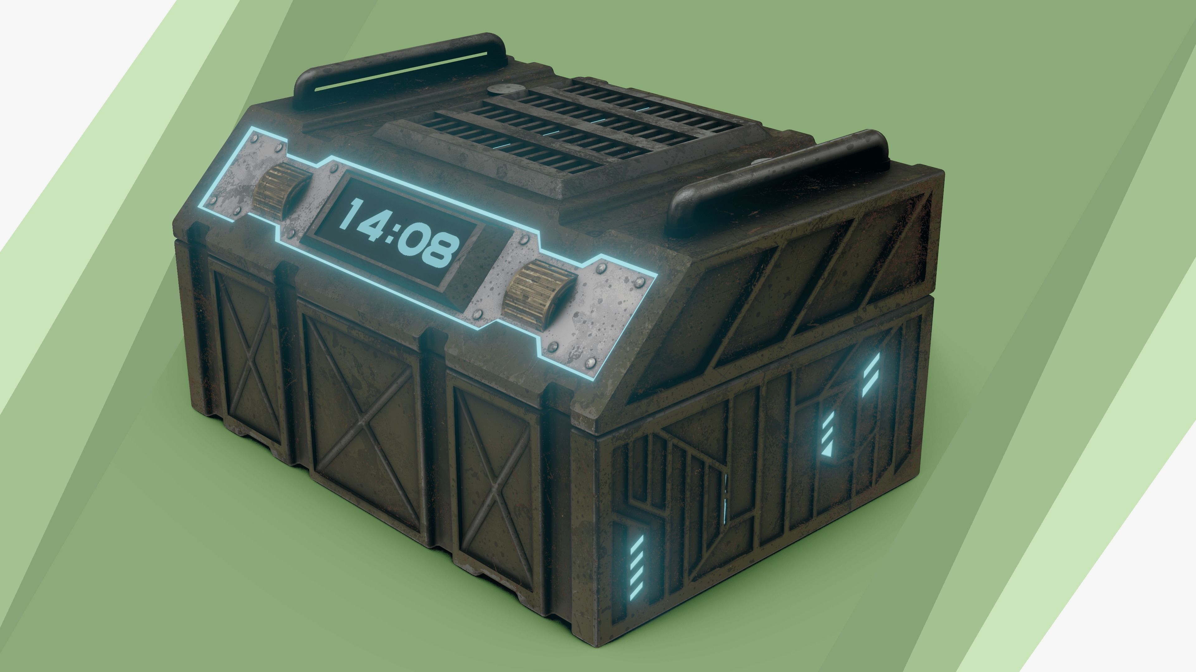 Sci-fi Chest - rigged animated - game ready Low-poly 3D model_5