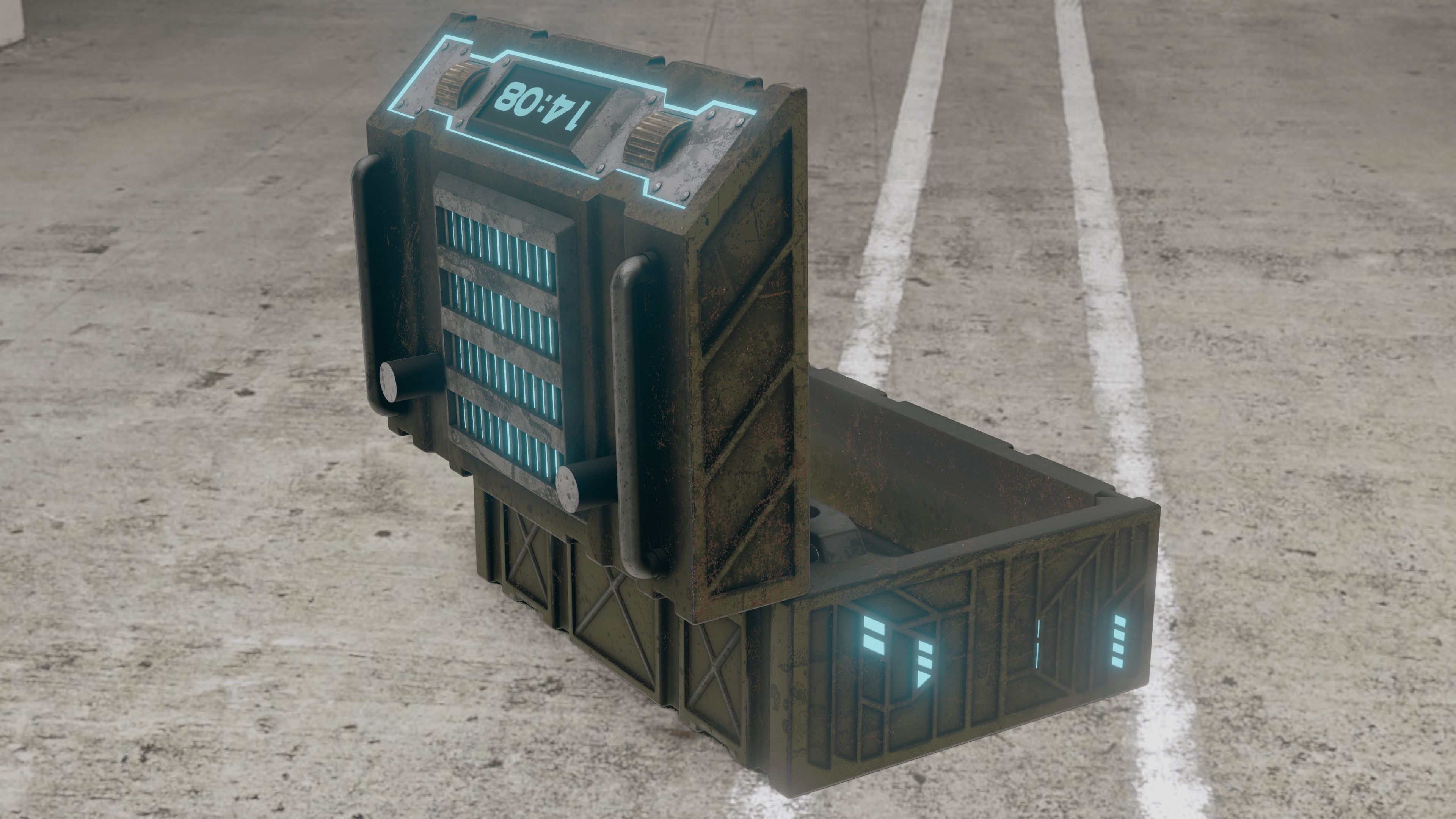 Sci-fi Chest - rigged animated - game ready Low-poly 3D model_30