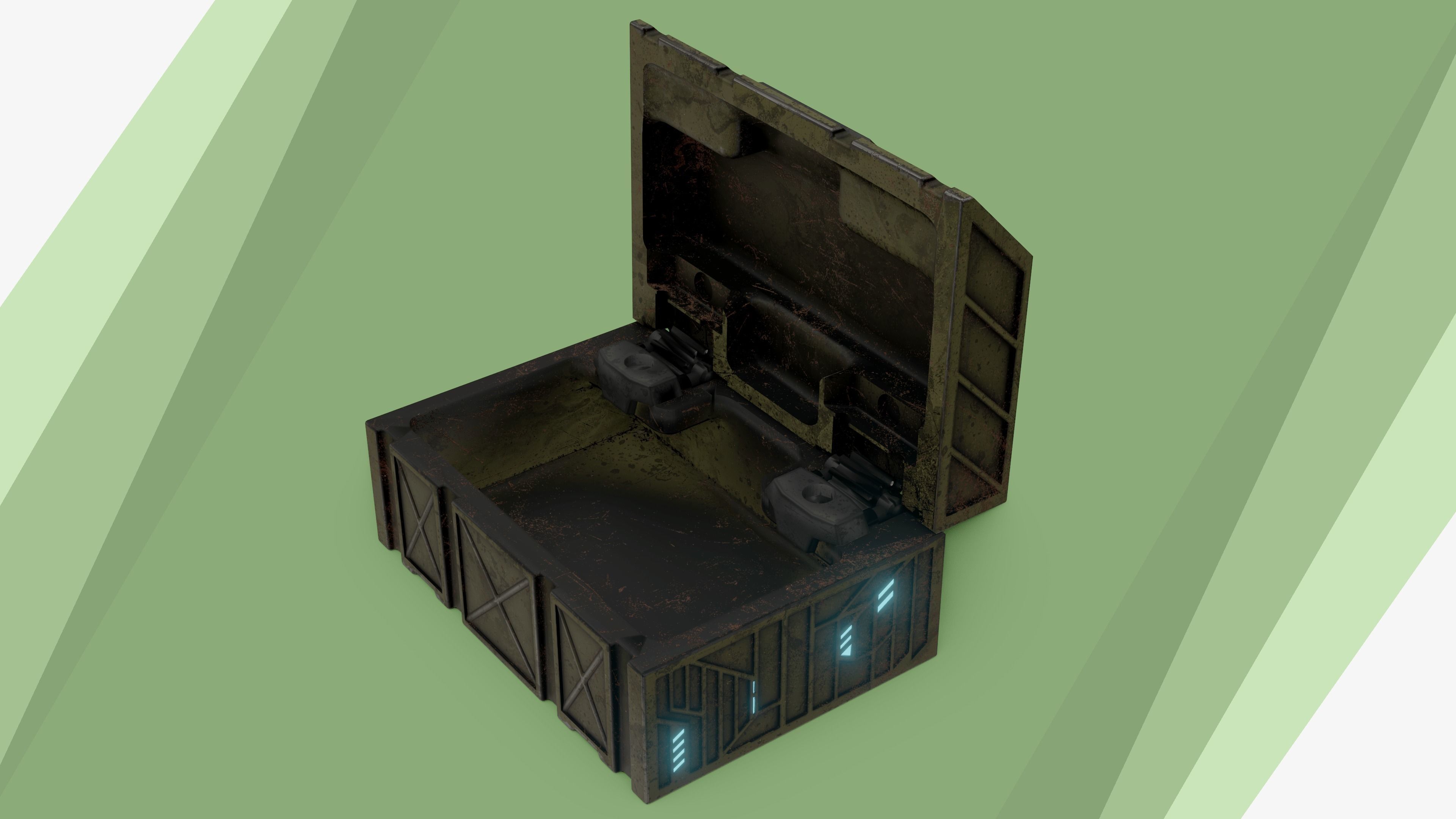 Sci-fi Chest - rigged animated - game ready Low-poly 3D model_15