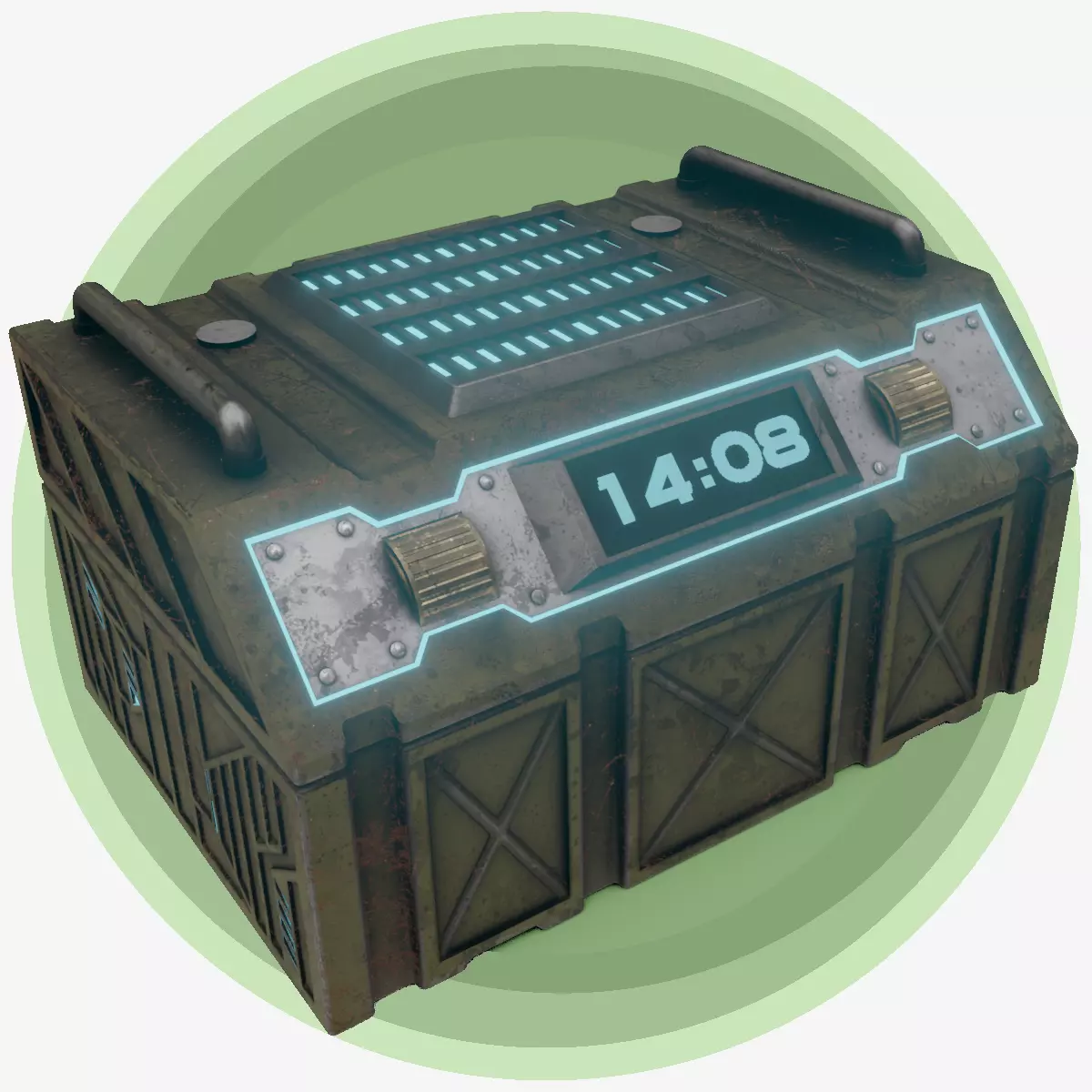Sci-fi Chest - rigged animated - game ready Low-poly 3D model_0