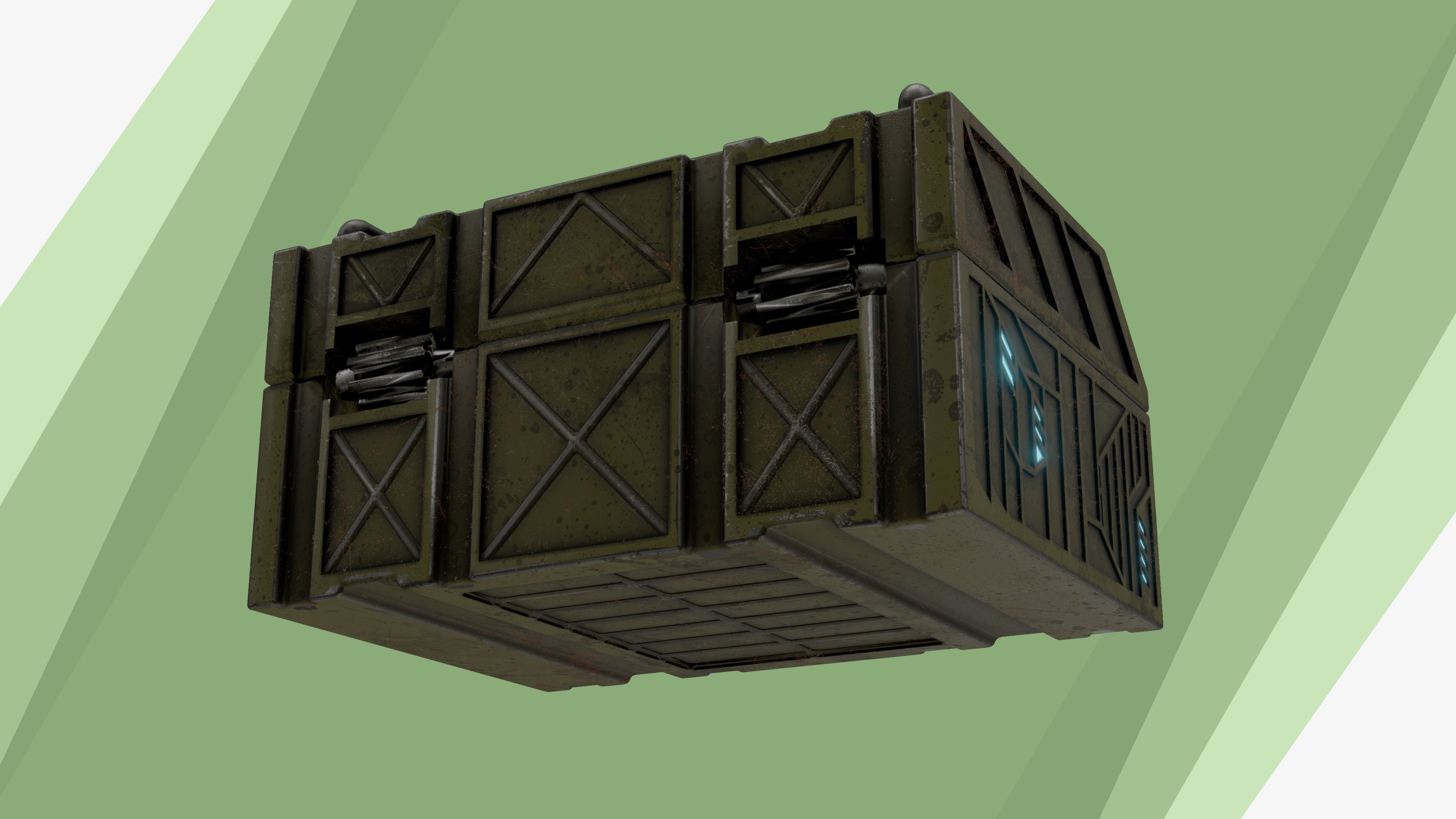 Sci-fi Chest - rigged animated - game ready Low-poly 3D model_8