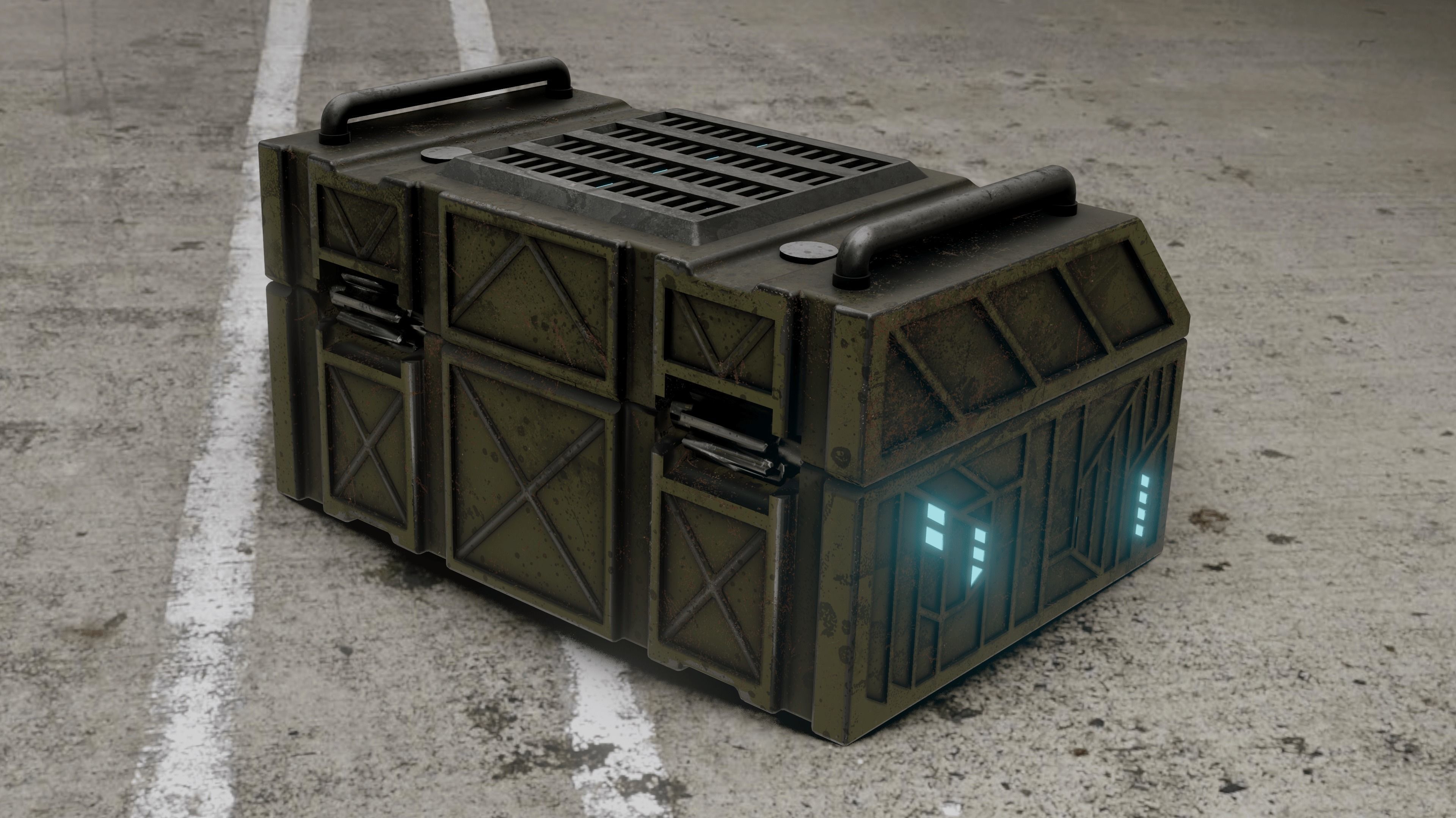 Sci-fi Chest - rigged animated - game ready Low-poly 3D model_28